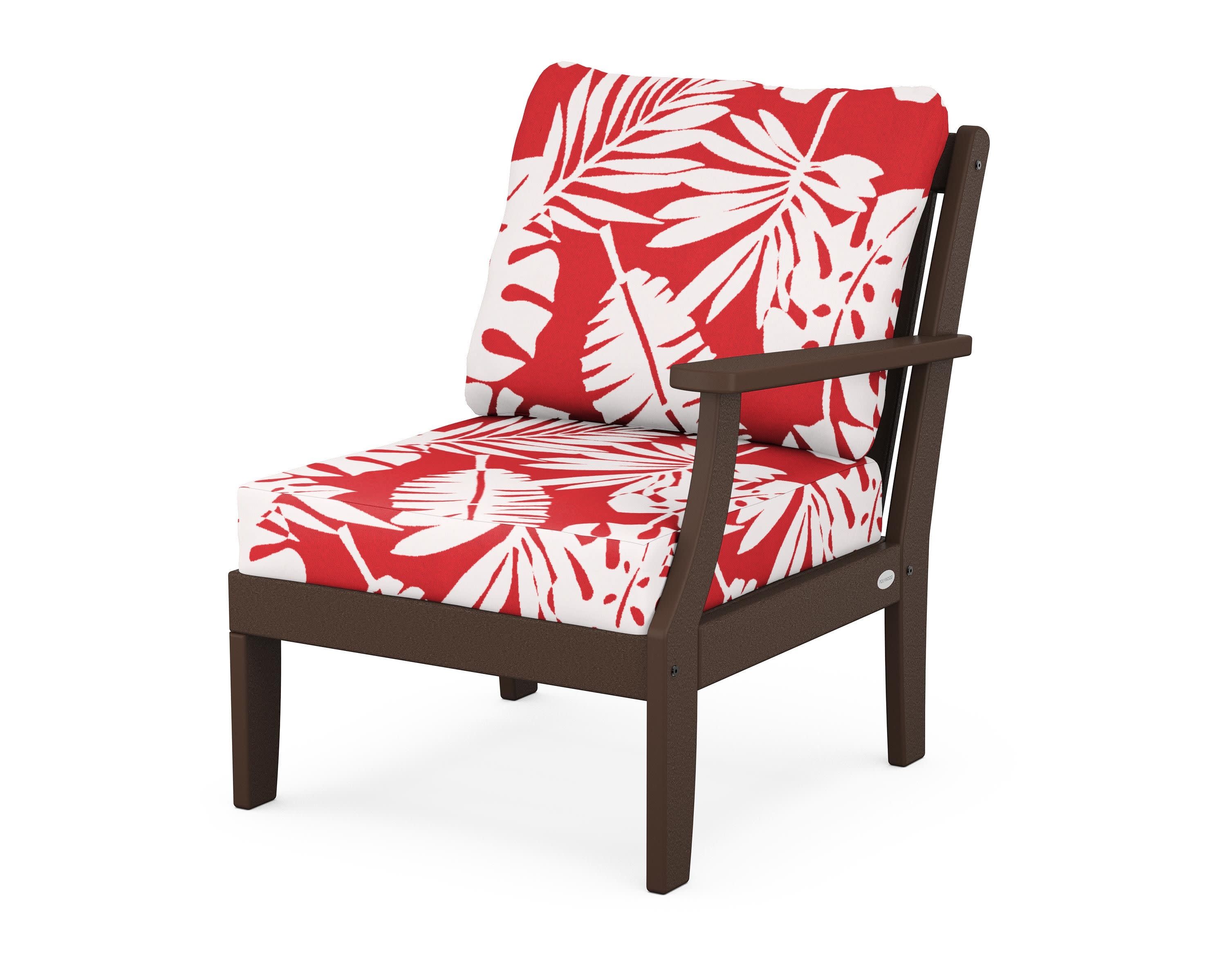 Braxton Modular Right Arm Chair in Mahogany / Leaf Crimson