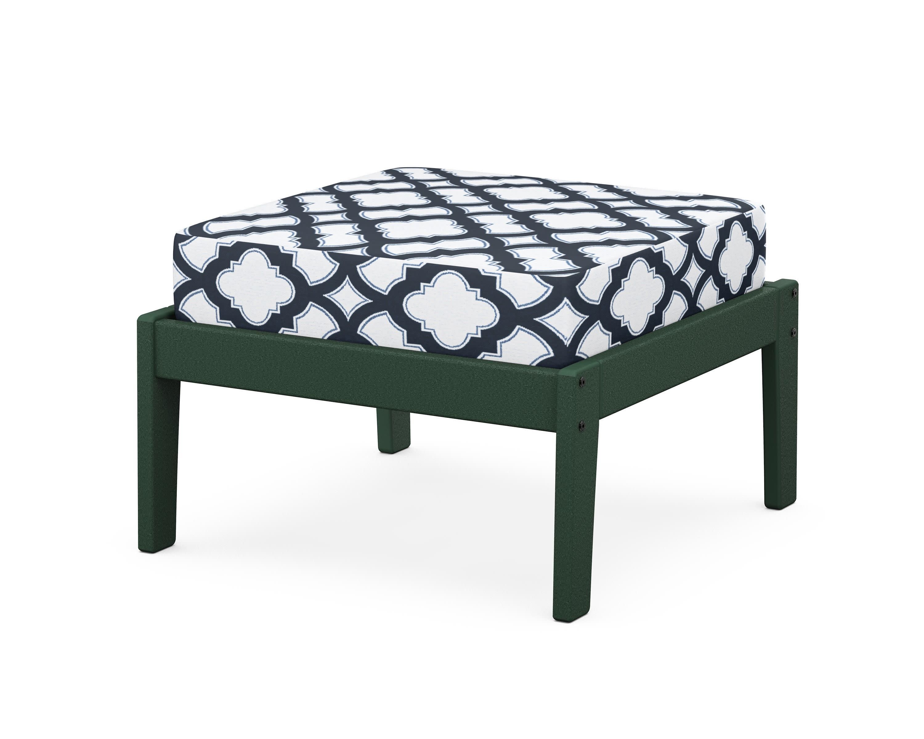 Deep Seating Ottoman in Green / Trellis Marine Indigo