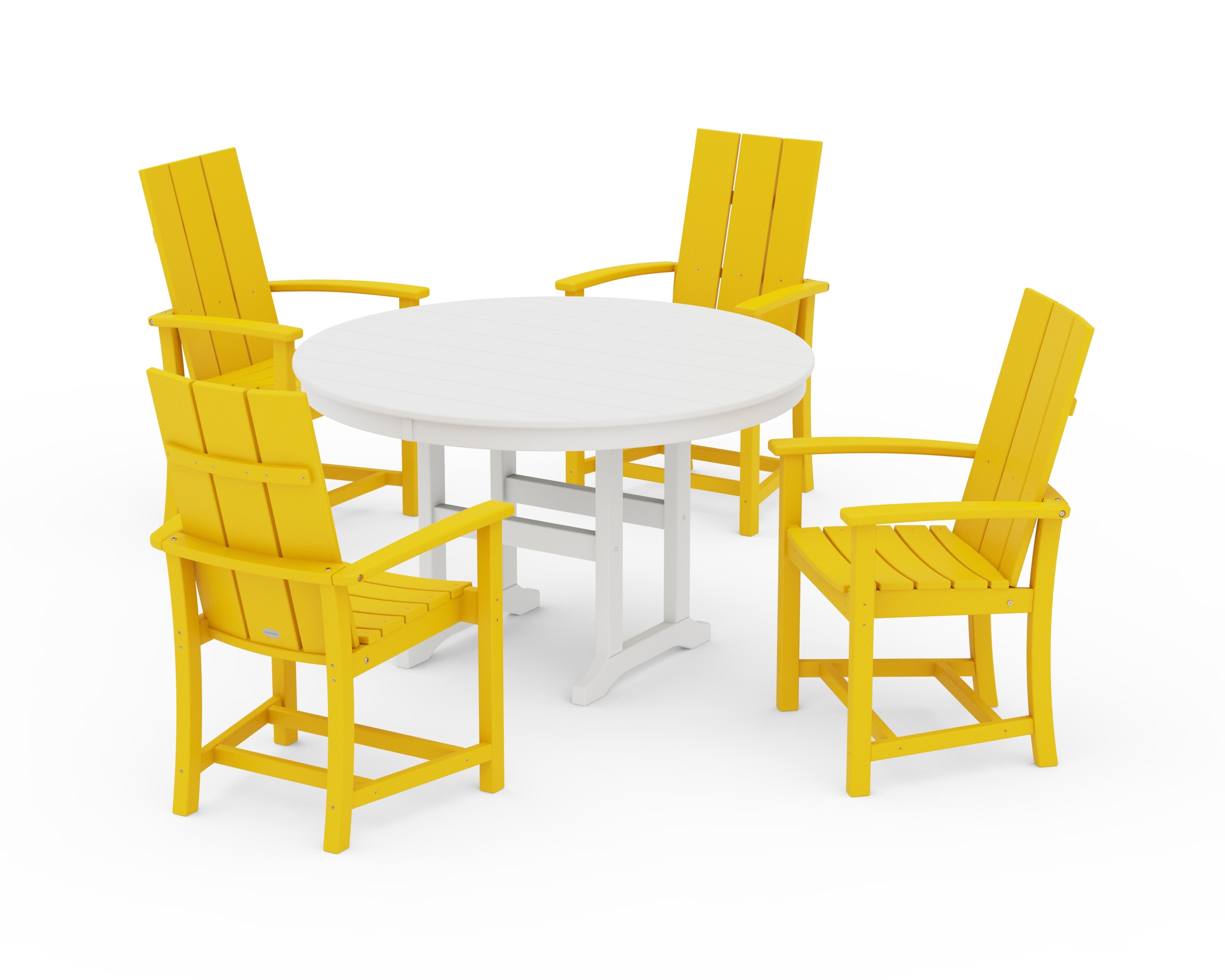 Modern Adirondack 5-Piece Round Farmhouse Dining Set in Lemon / White