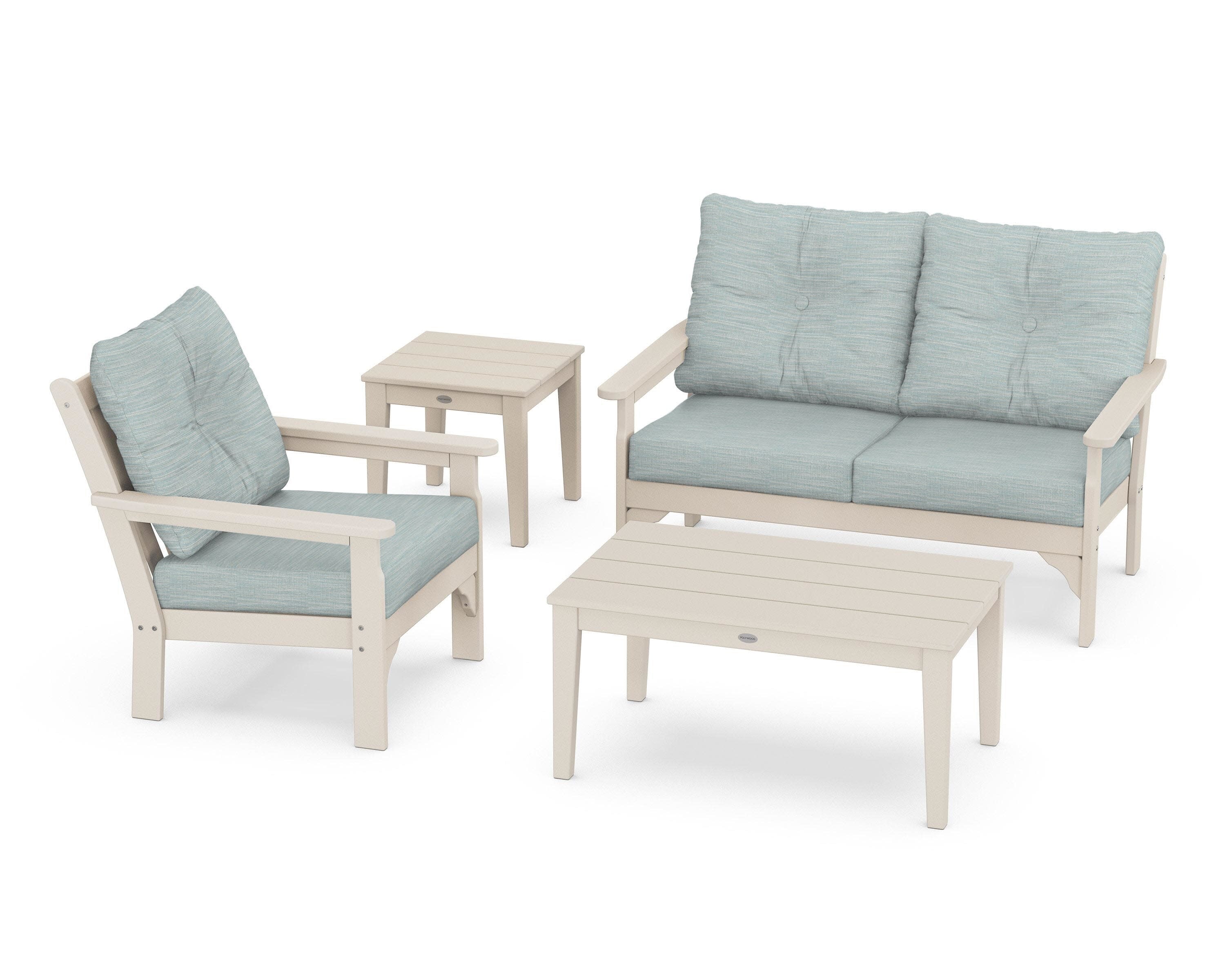 Vineyard 4-Piece Deep Seating Set in Sand / Soothe Mist