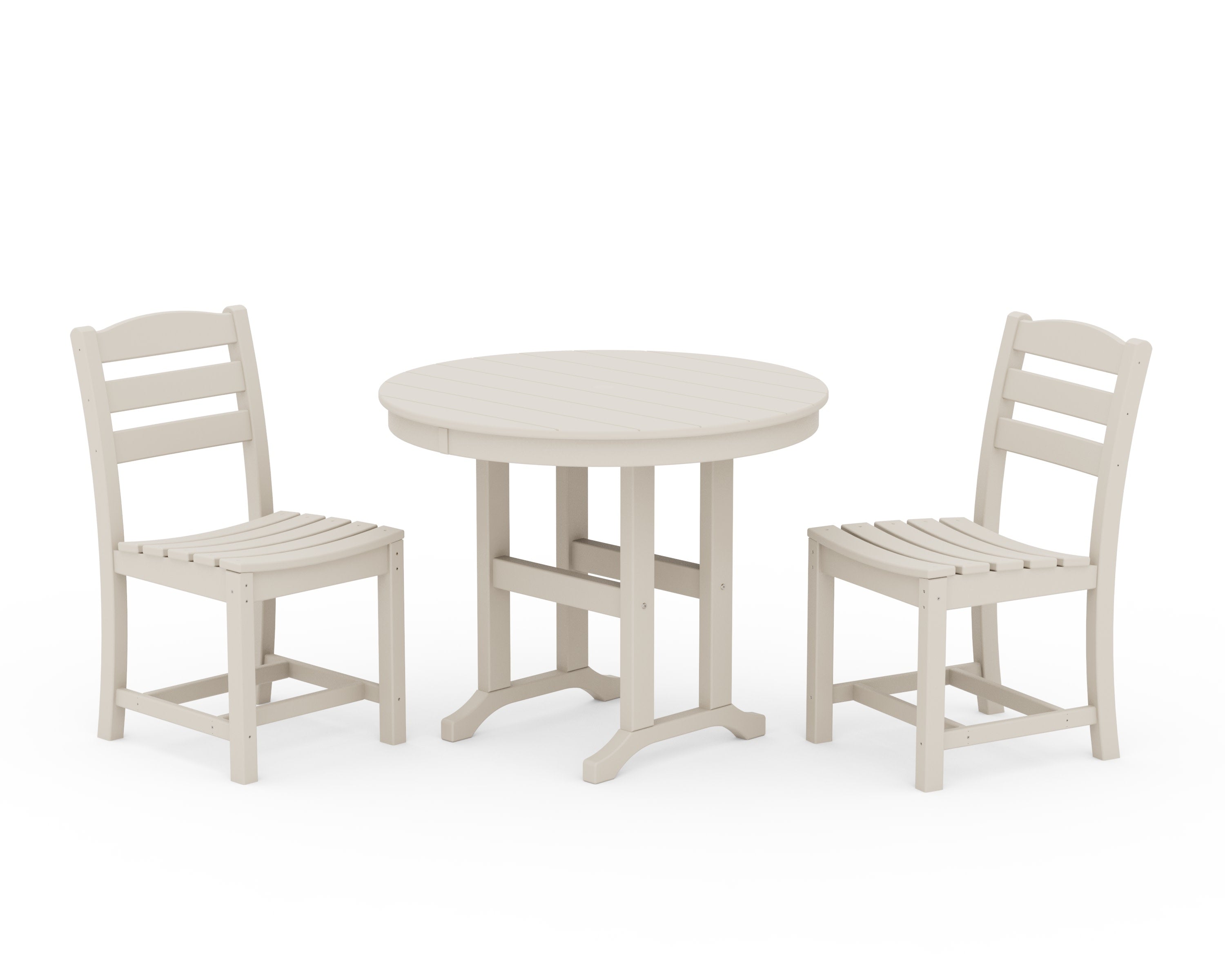 La Casa Caf Side Chair 3-Piece Round Dining Set in Sand