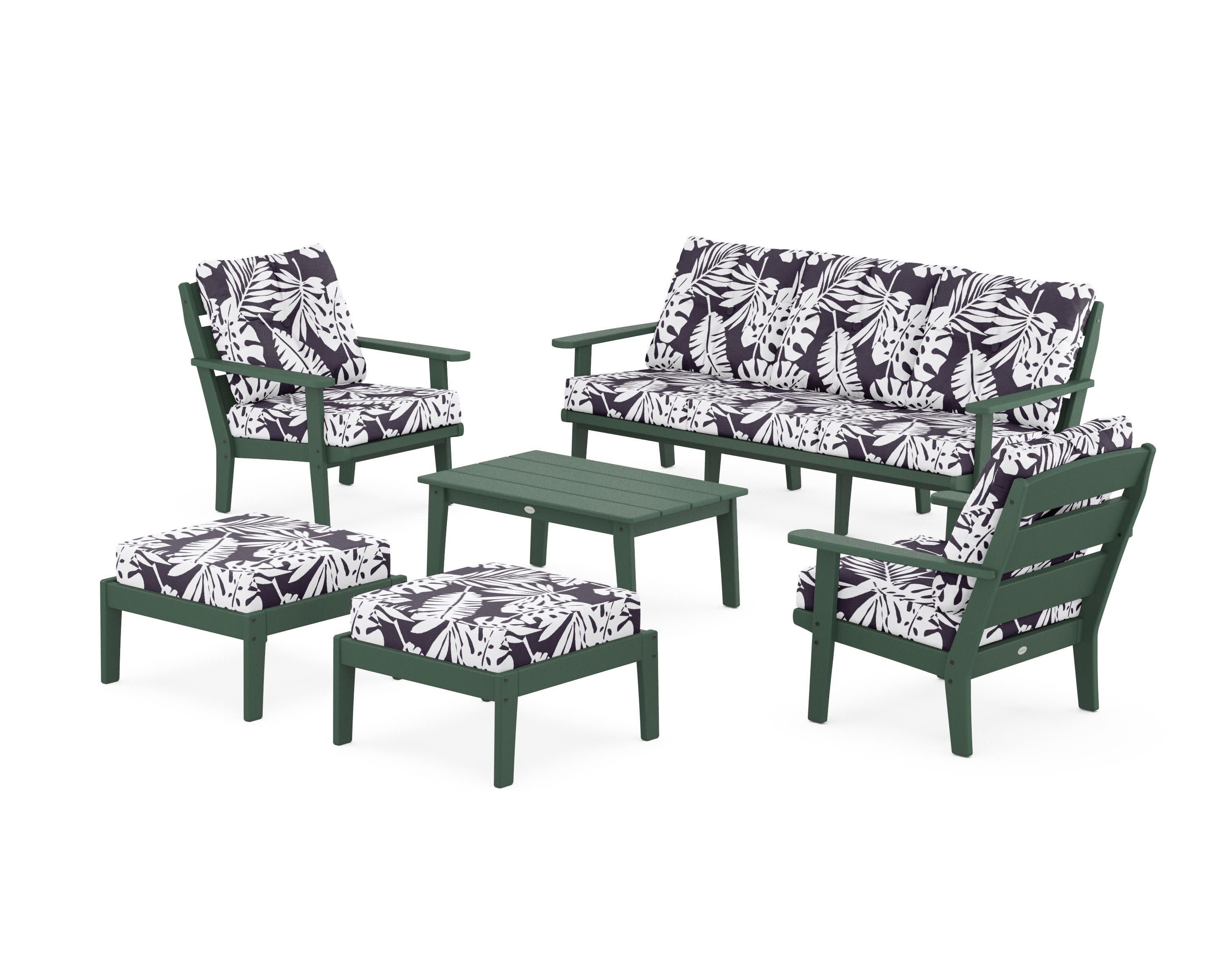 Lakeside 6-Piece Lounge Sofa Set in Green / Leaf Navy