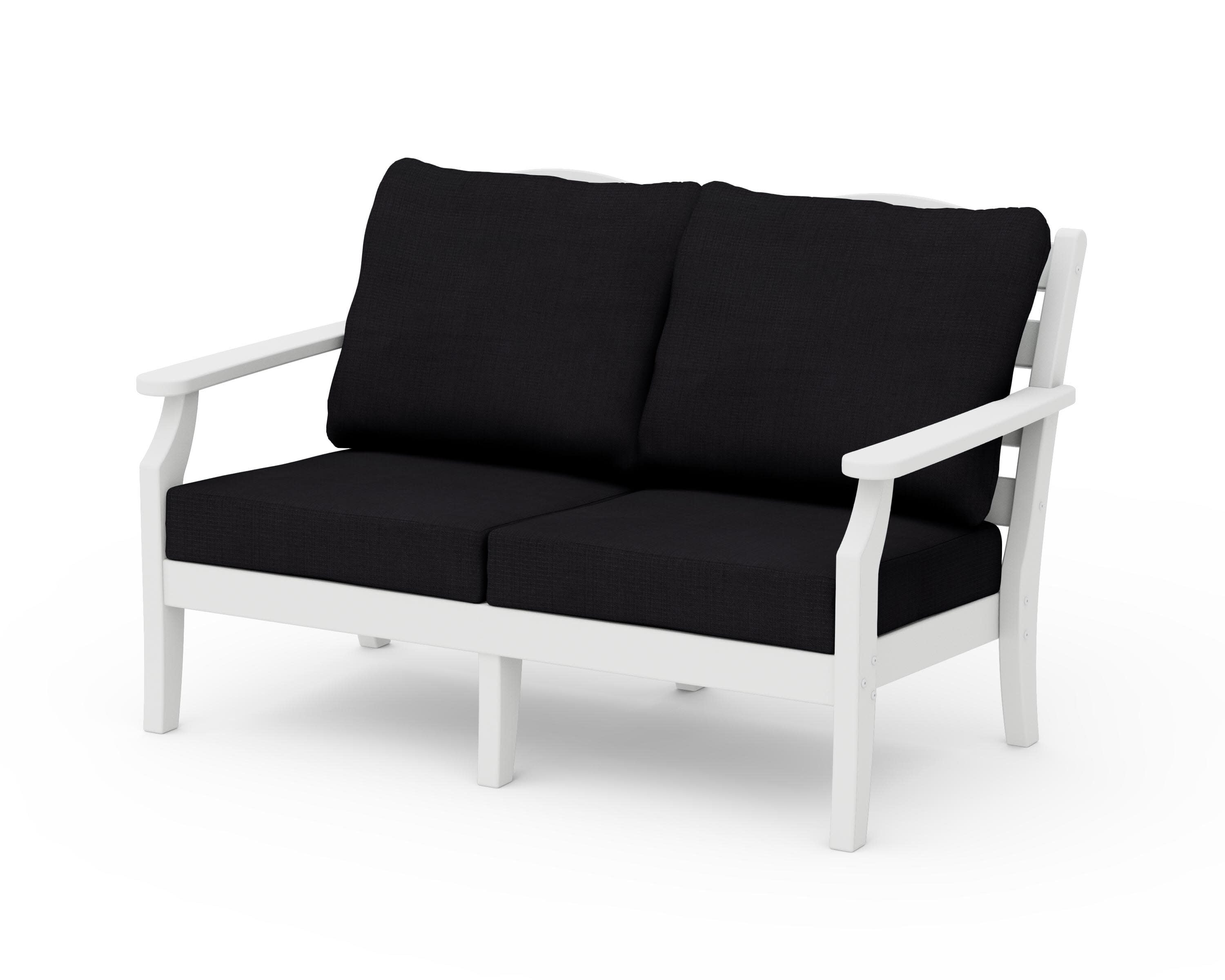 Savannah Deep Seating Loveseat in White / Midnight Linen