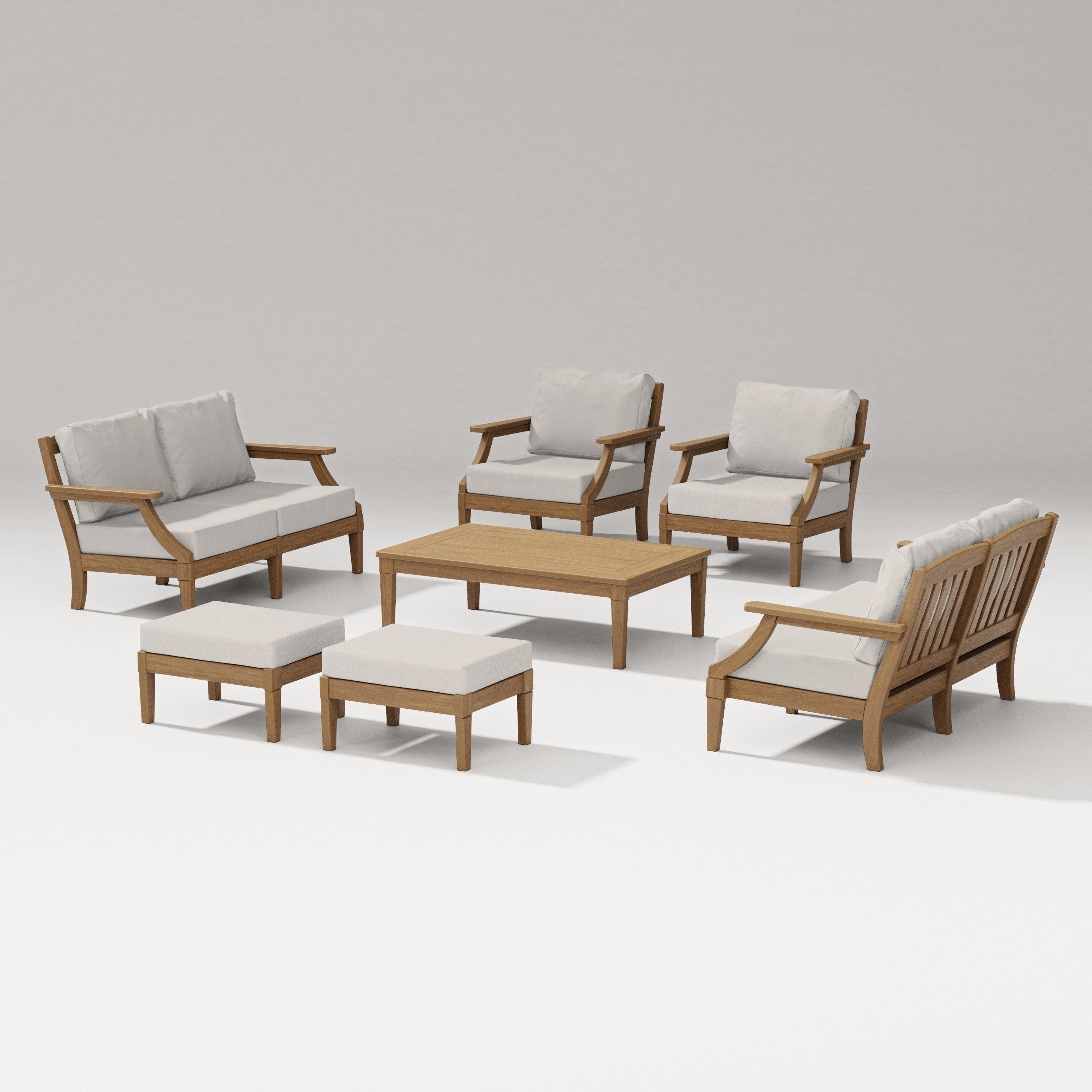 Estate 7-Piece Lounge Loveseat Set in Natural / Cast Ash