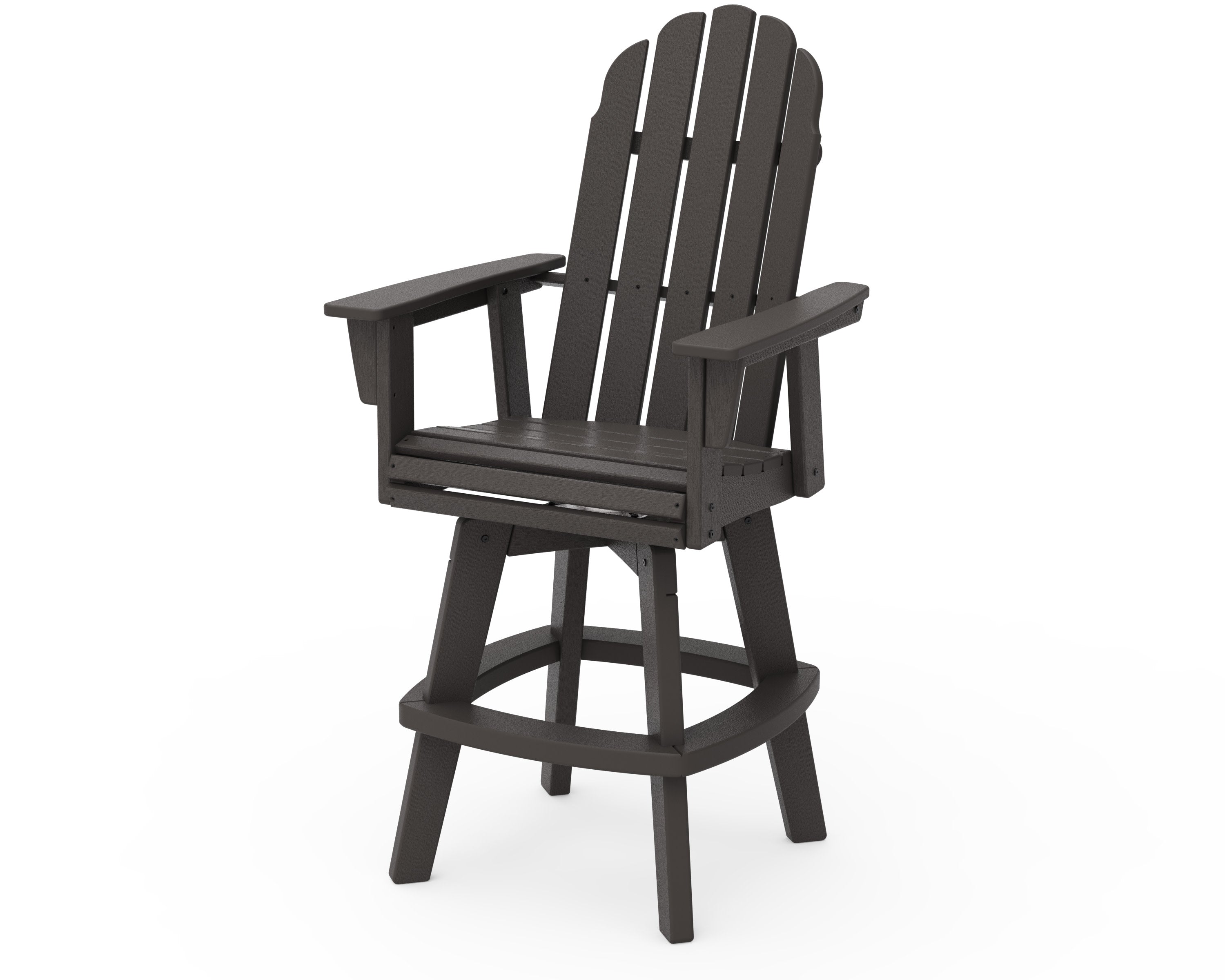 Vineyard Curveback Adirondack Swivel Bar Chair in Vintage Coffee