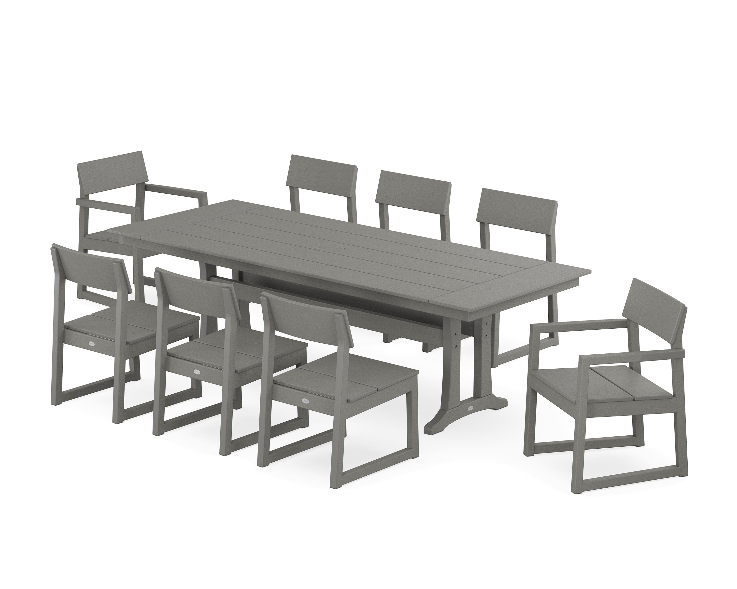 EDGE 9-Piece Farmhouse Dining Set with Trestle Legs in Slate Grey