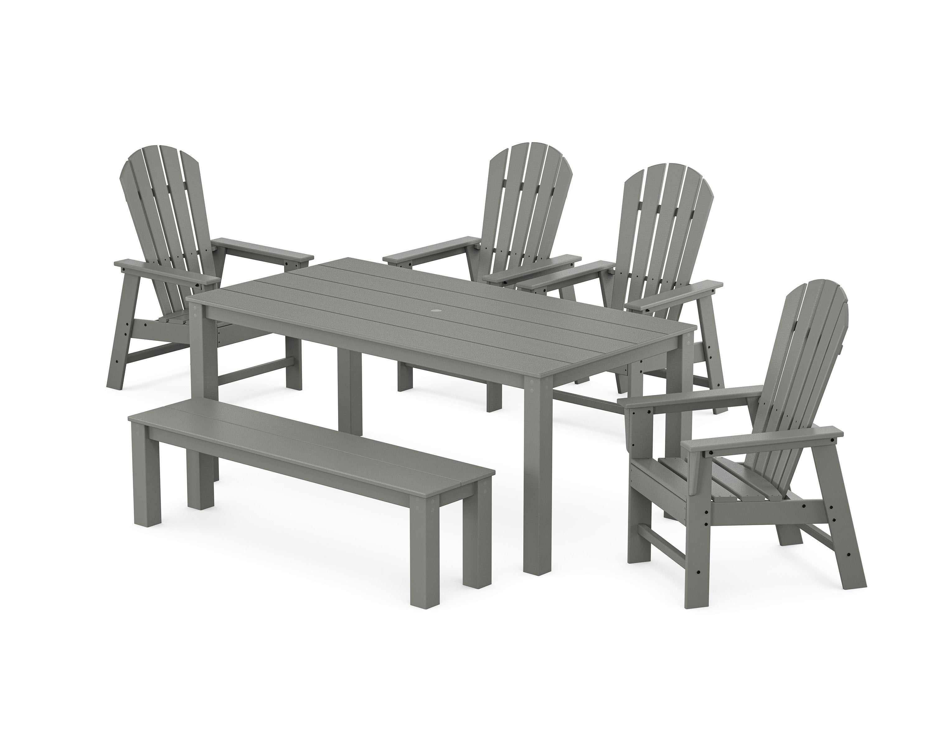 South Beach 6-Piece Parsons Dining Set with Bench in Slate Grey