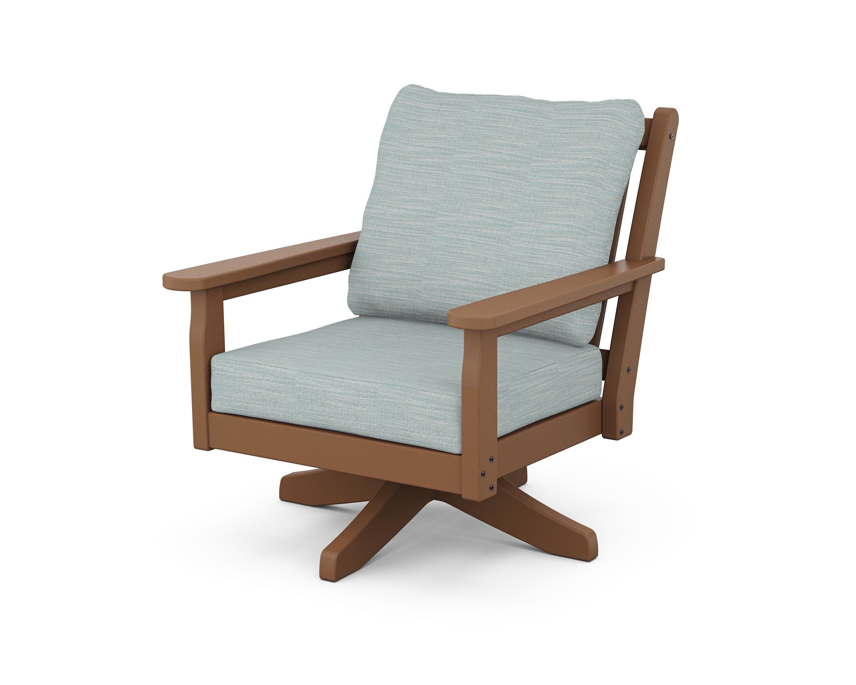 Chippendale Deep Seating Swivel Chair in Teak / Soothe Mist