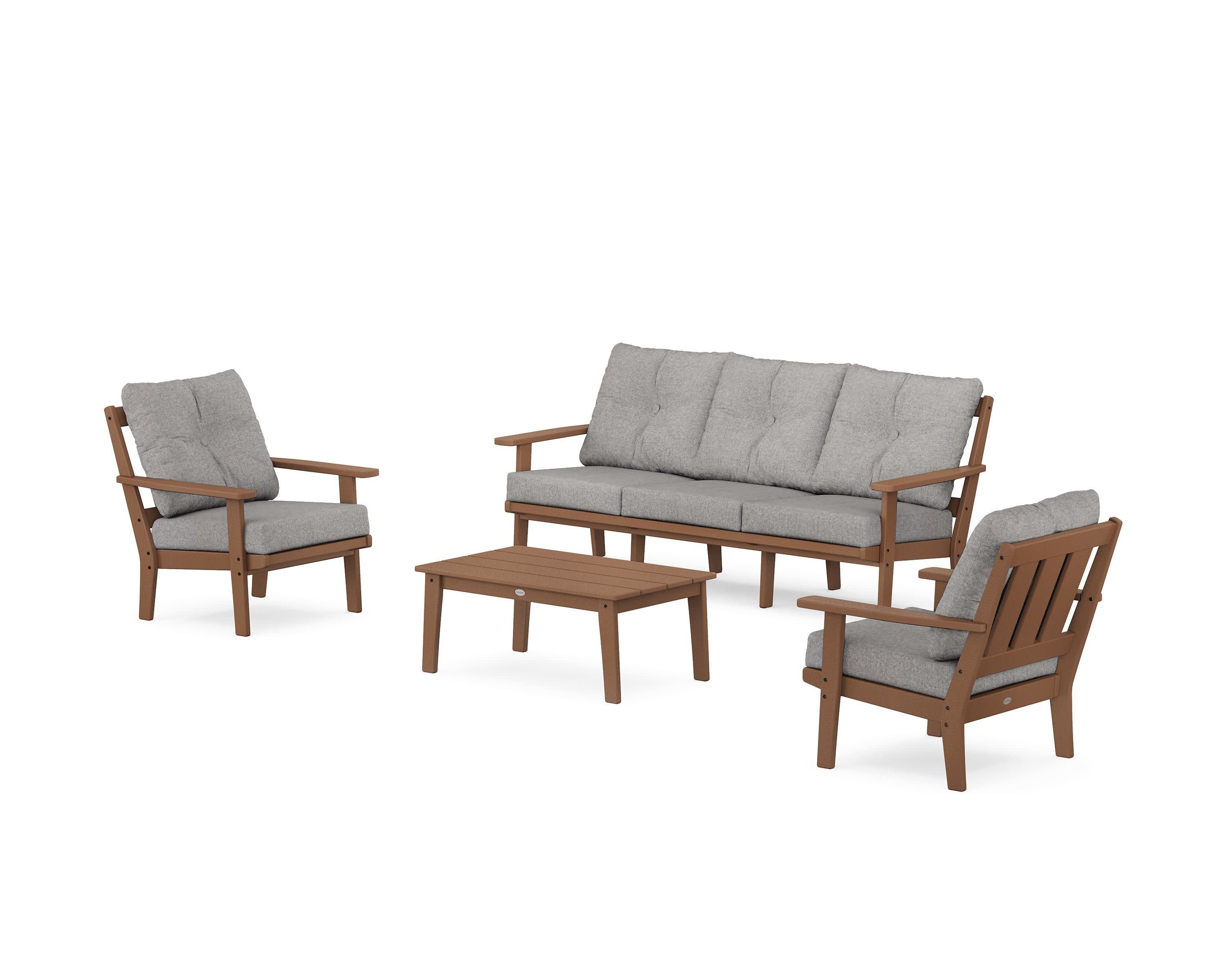 Oxford 4-Piece Deep Seating Set with Sofa in Teak / Grey Mist