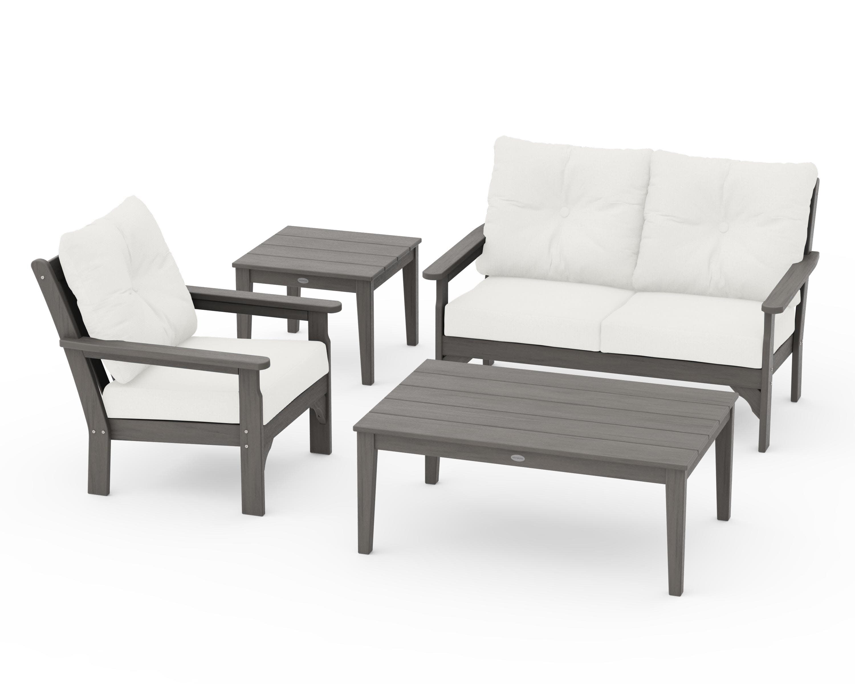 Vineyard 4-Piece Deep Seating Set in Driftwood / Natural Linen