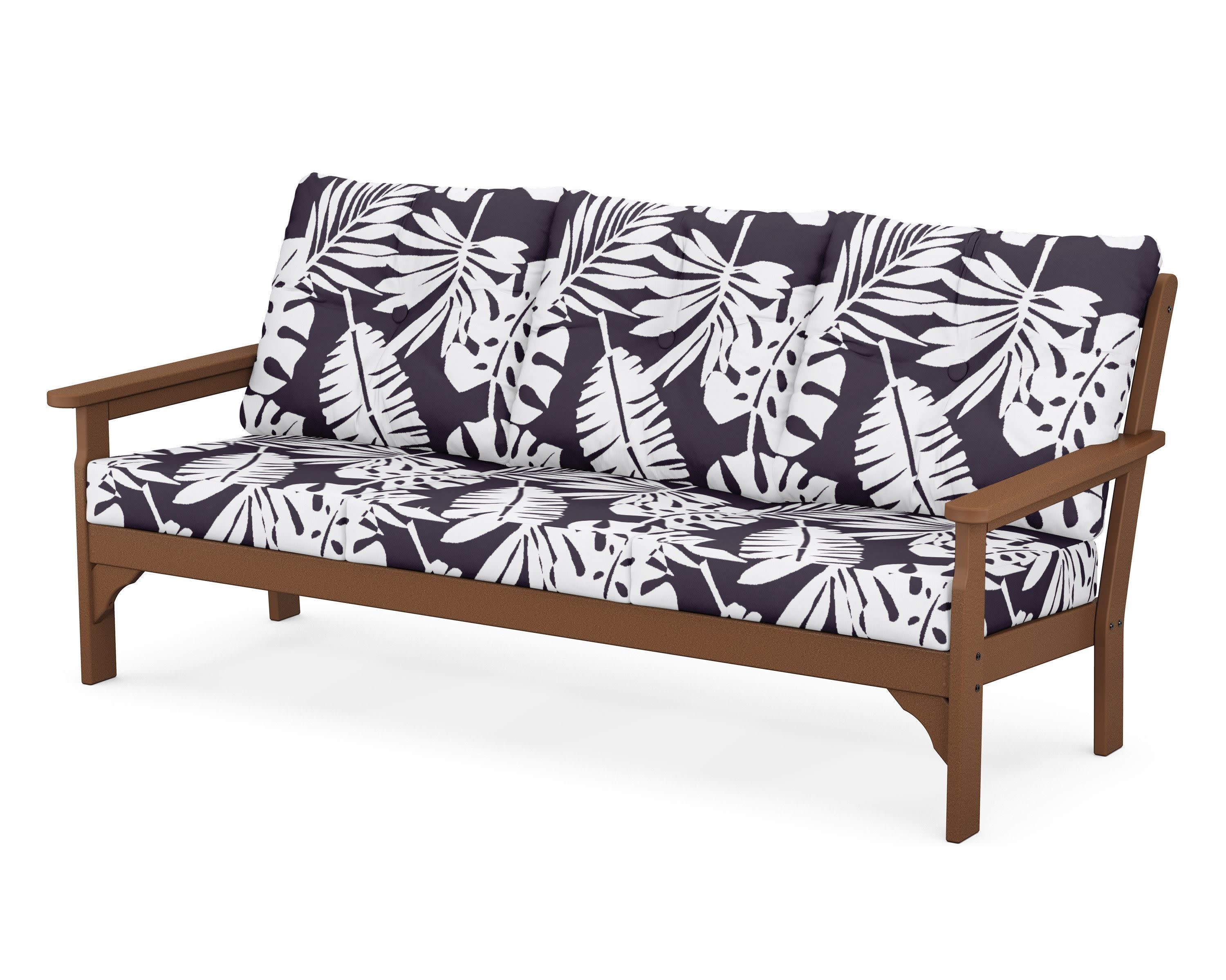 Vineyard Deep Seating Sofa in Teak / Leaf Navy
