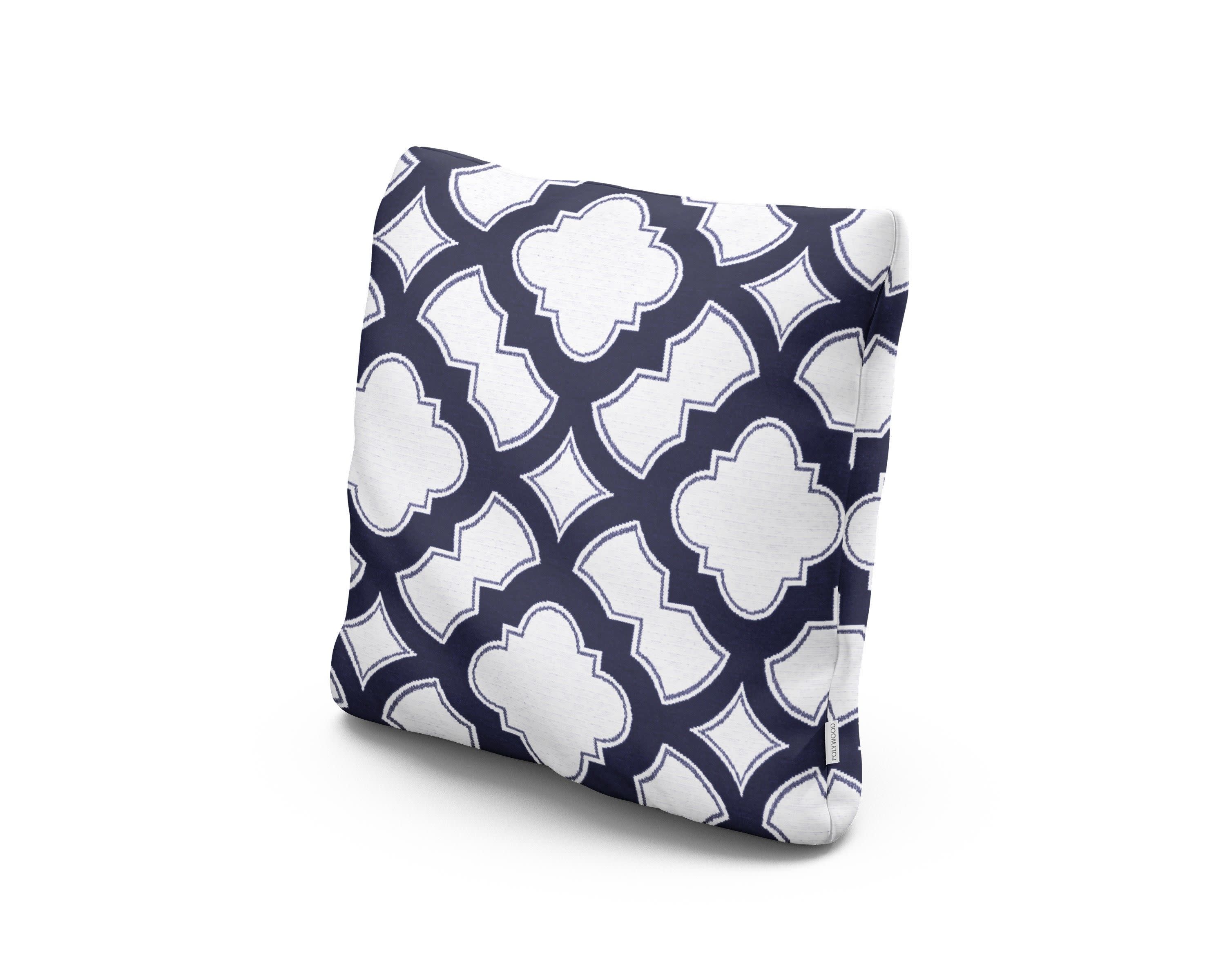 18" Outdoor Throw Pillow in Trellis Navy