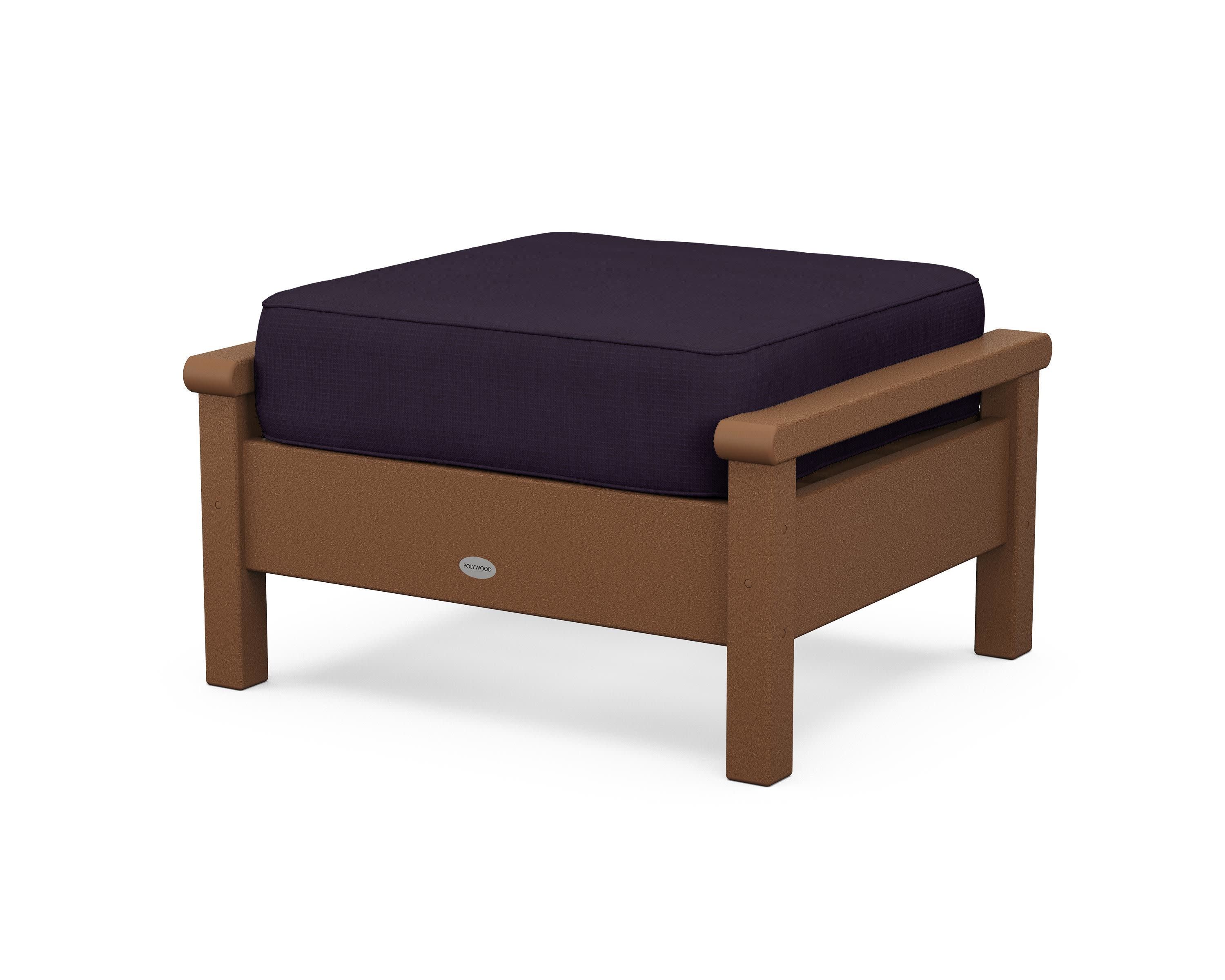 Harbour Deep Seating Ottoman in Teak / Navy Linen
