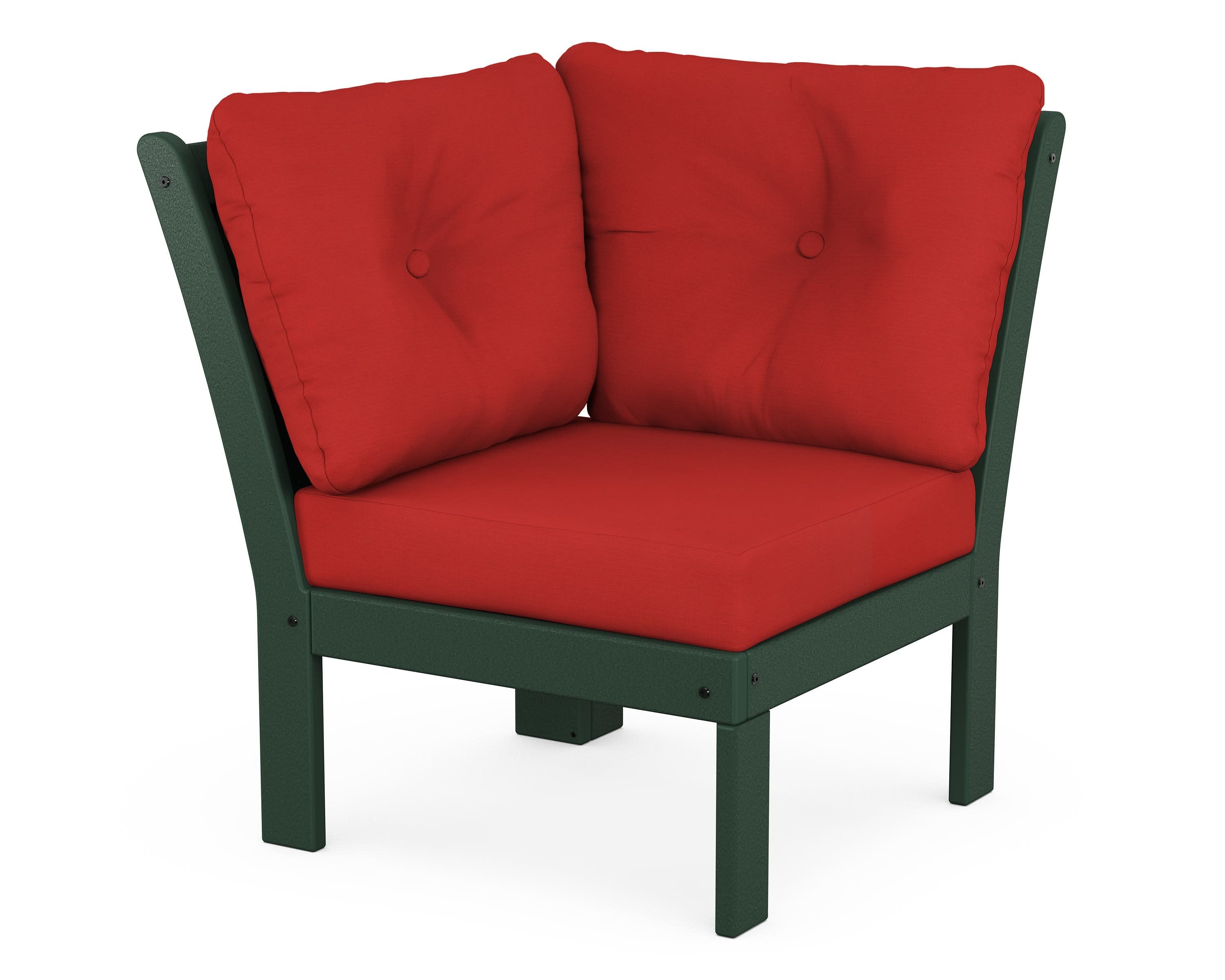 Vineyard Modular Corner Chair in Green / Crimson Linen