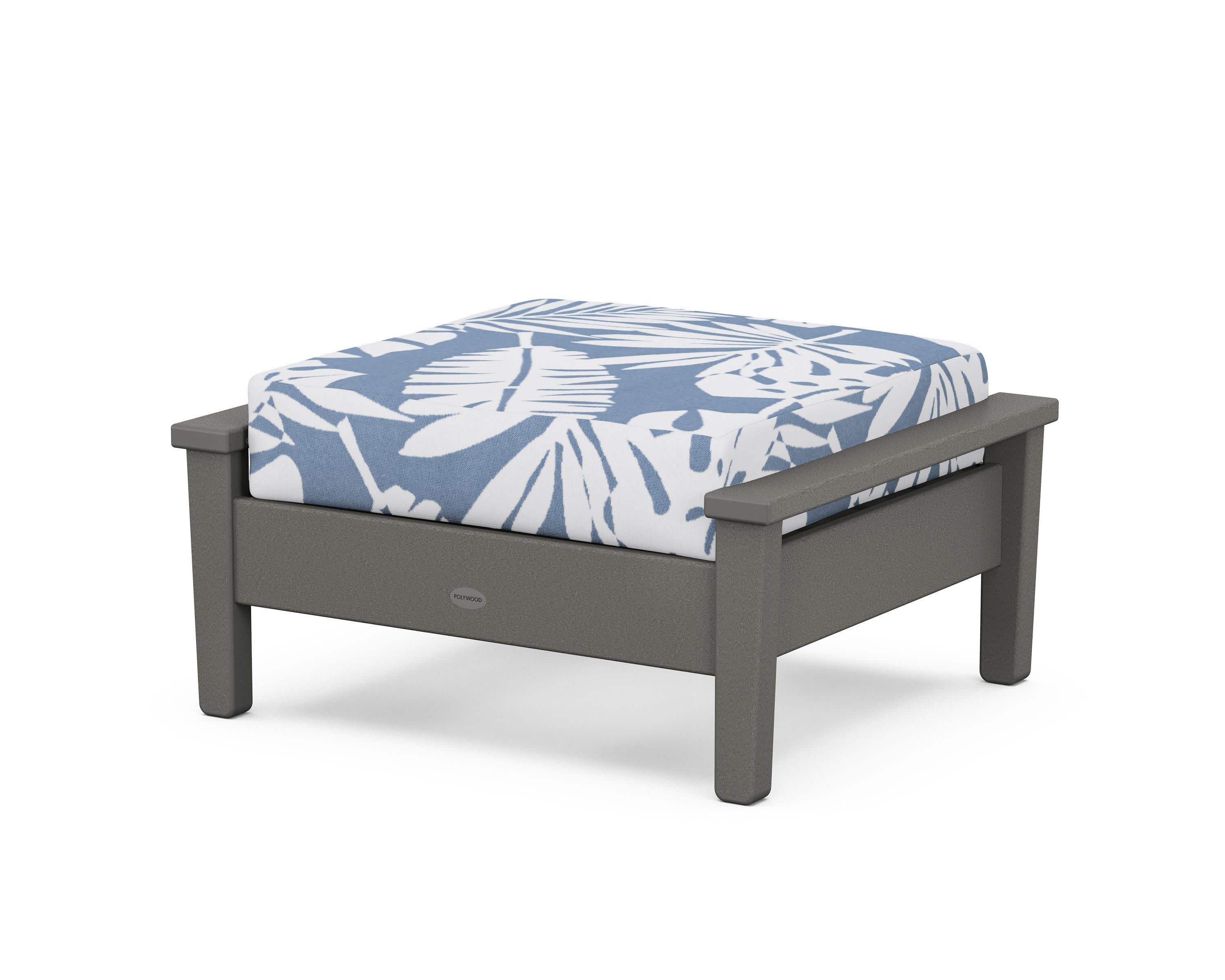 Prescott Deep Seating Ottoman in Slate Grey / Leaf Sky Blue