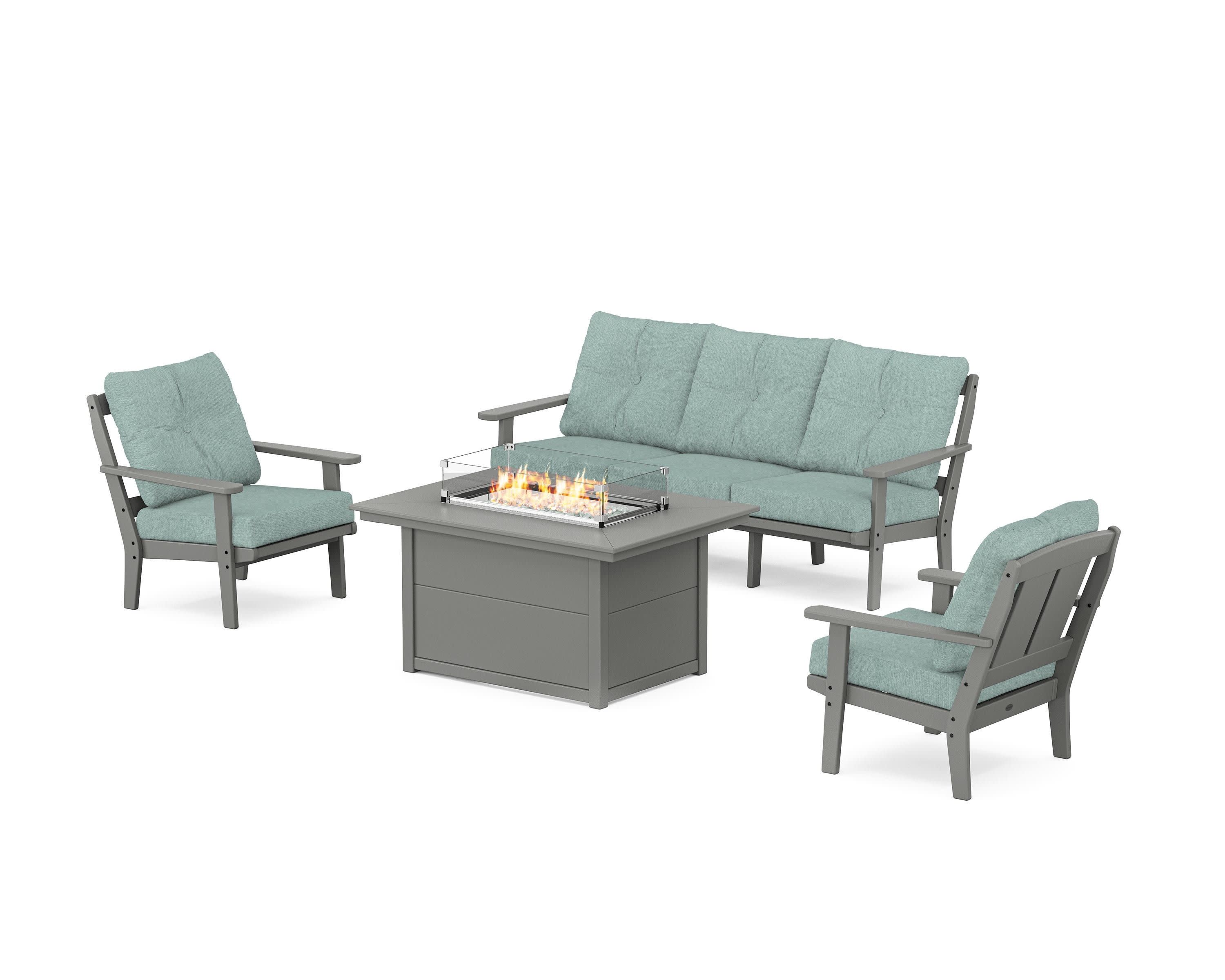 Mission Deep Seating Fire Pit Table Set in Slate Grey / Glacier Spa