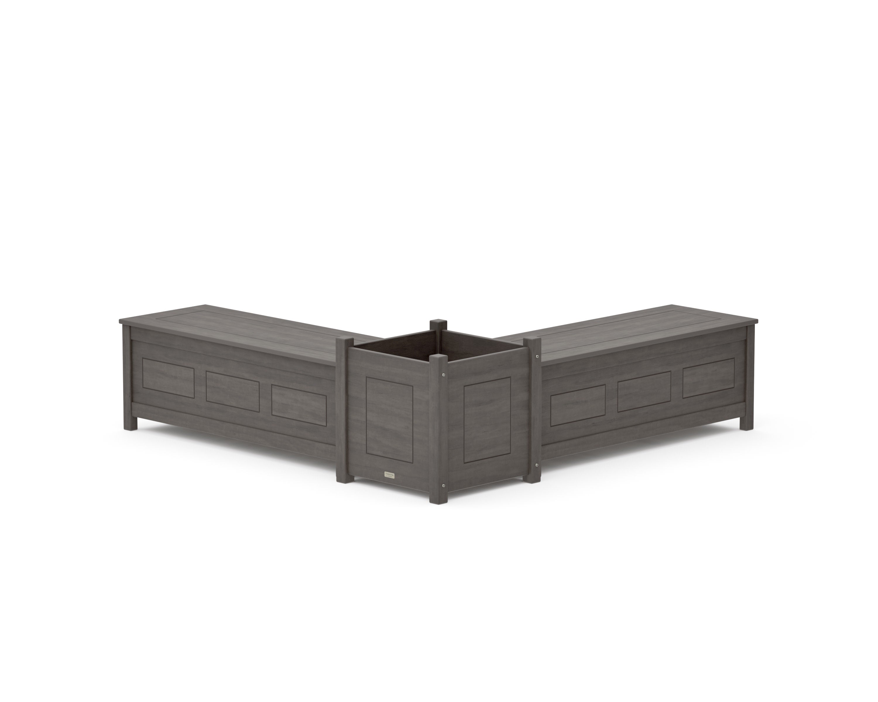 48" Country Living L- Shaped Planter Storage Bench Set- Large in Driftwood