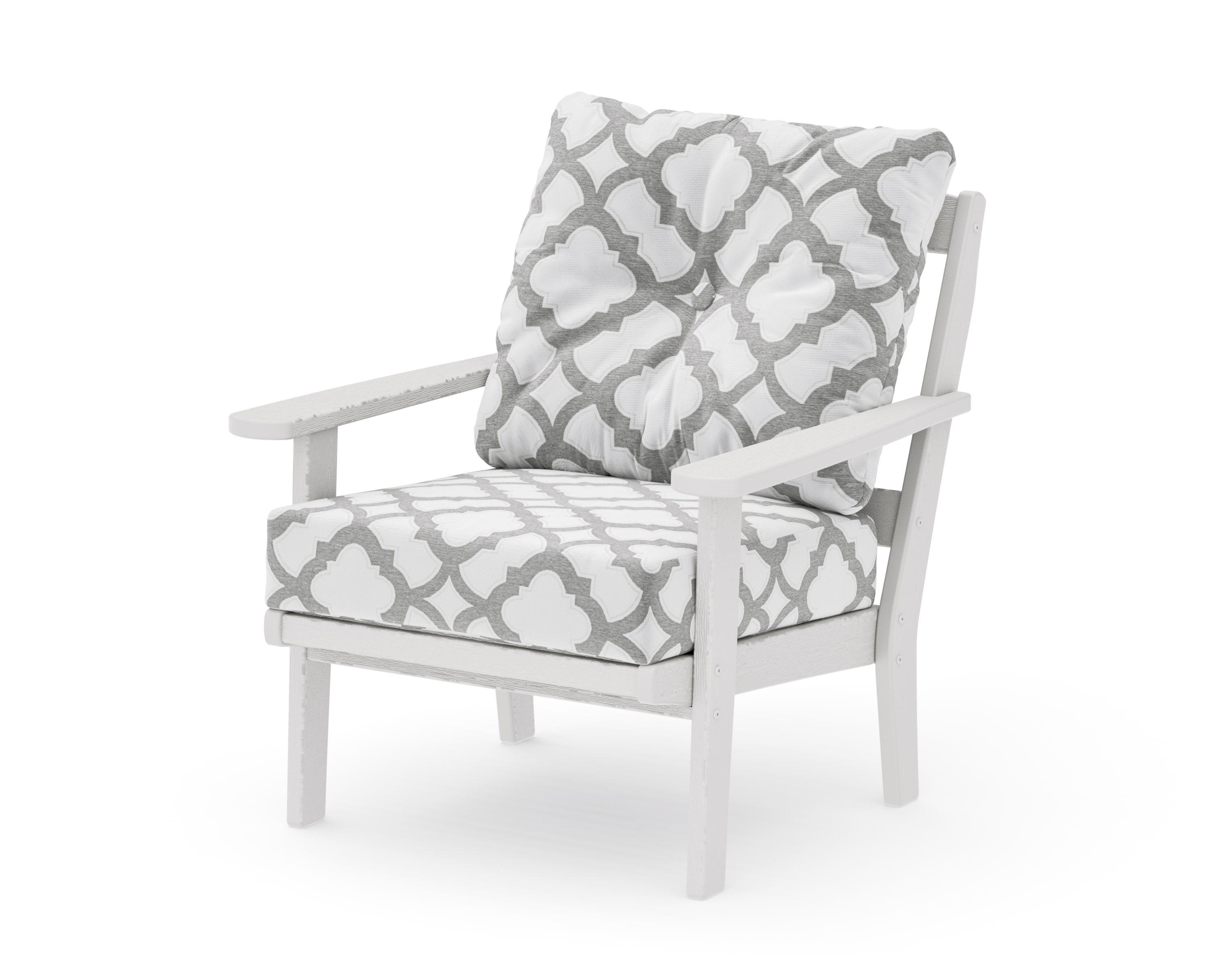 Mission Deep Seating Chair in Vintage White / Trellis Grey Mist