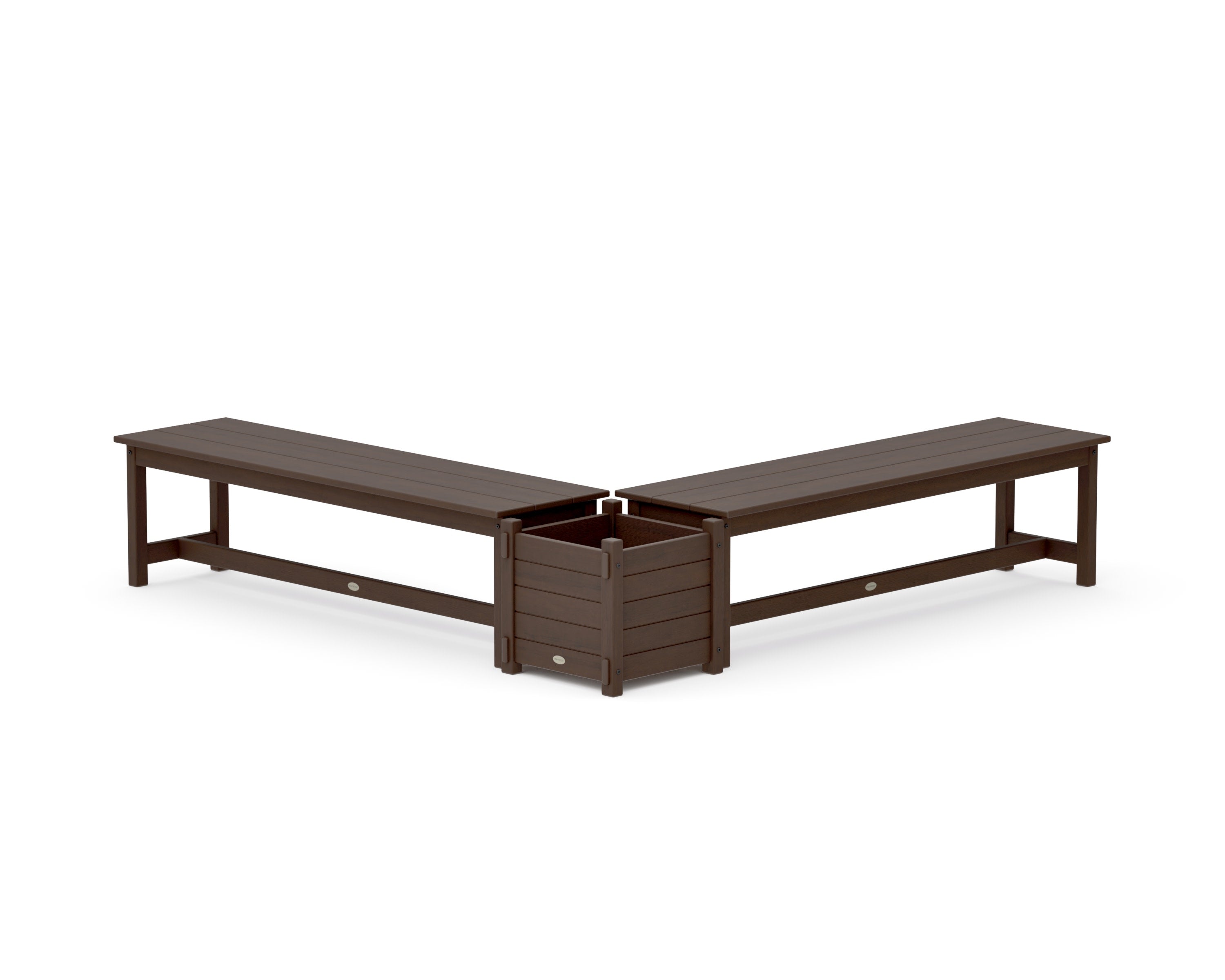 60" Nautical L- Shaped Planter Bench Set in Kona