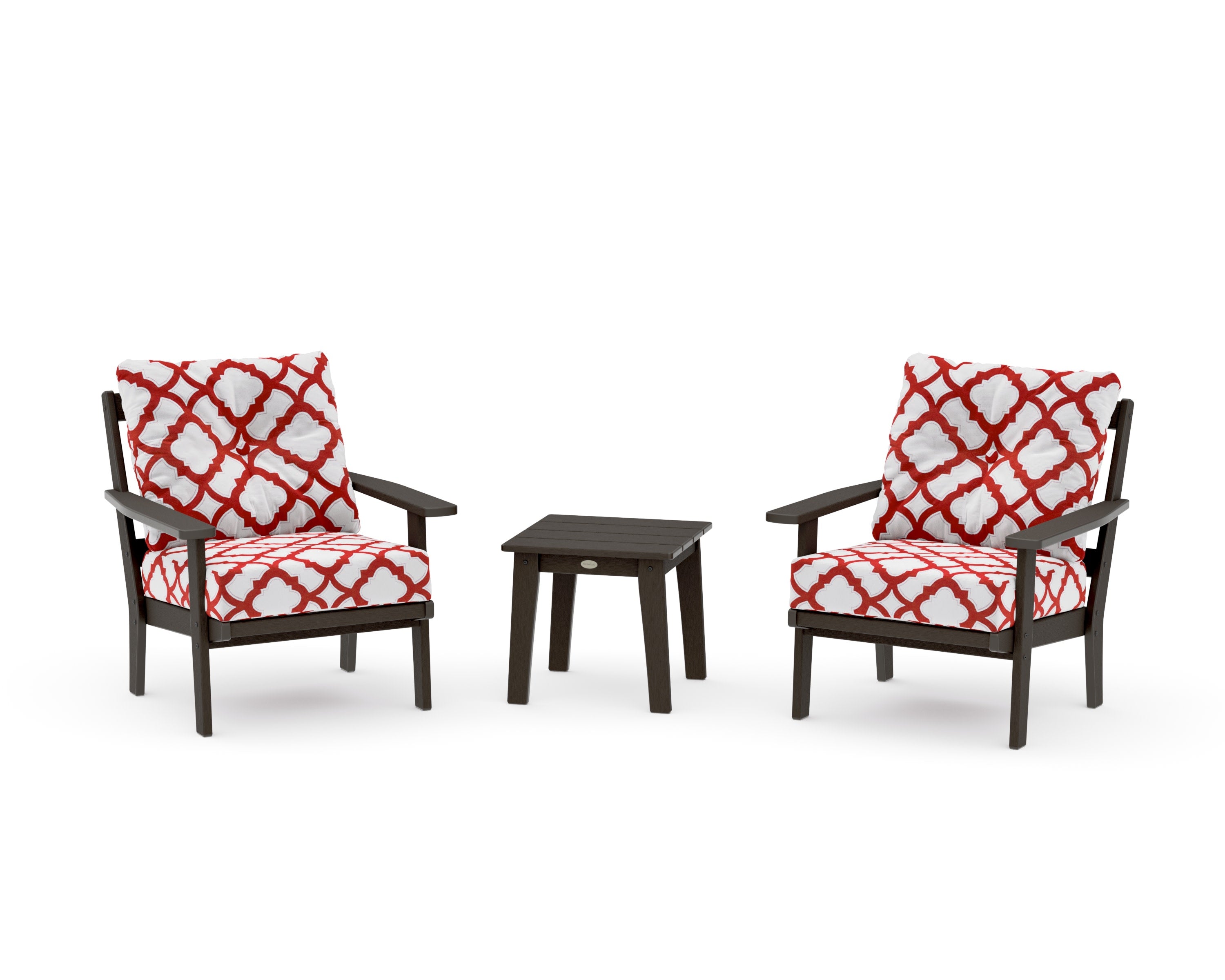 Prairie 3-Piece Deep Seating Set in Vintage Coffee / Trellis Crimson