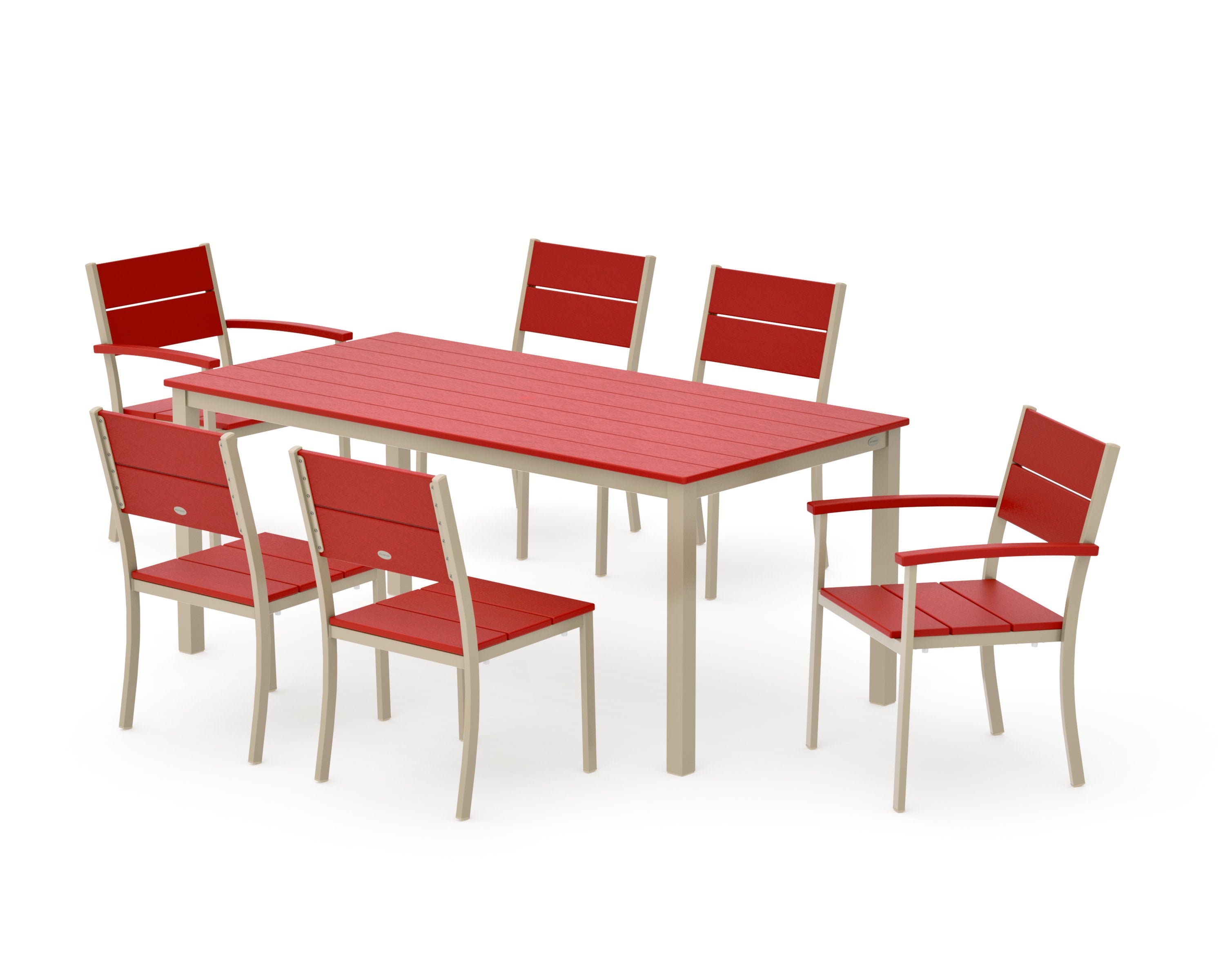 Main Street 7-Piece Dining Set in Sand / Sunset Red