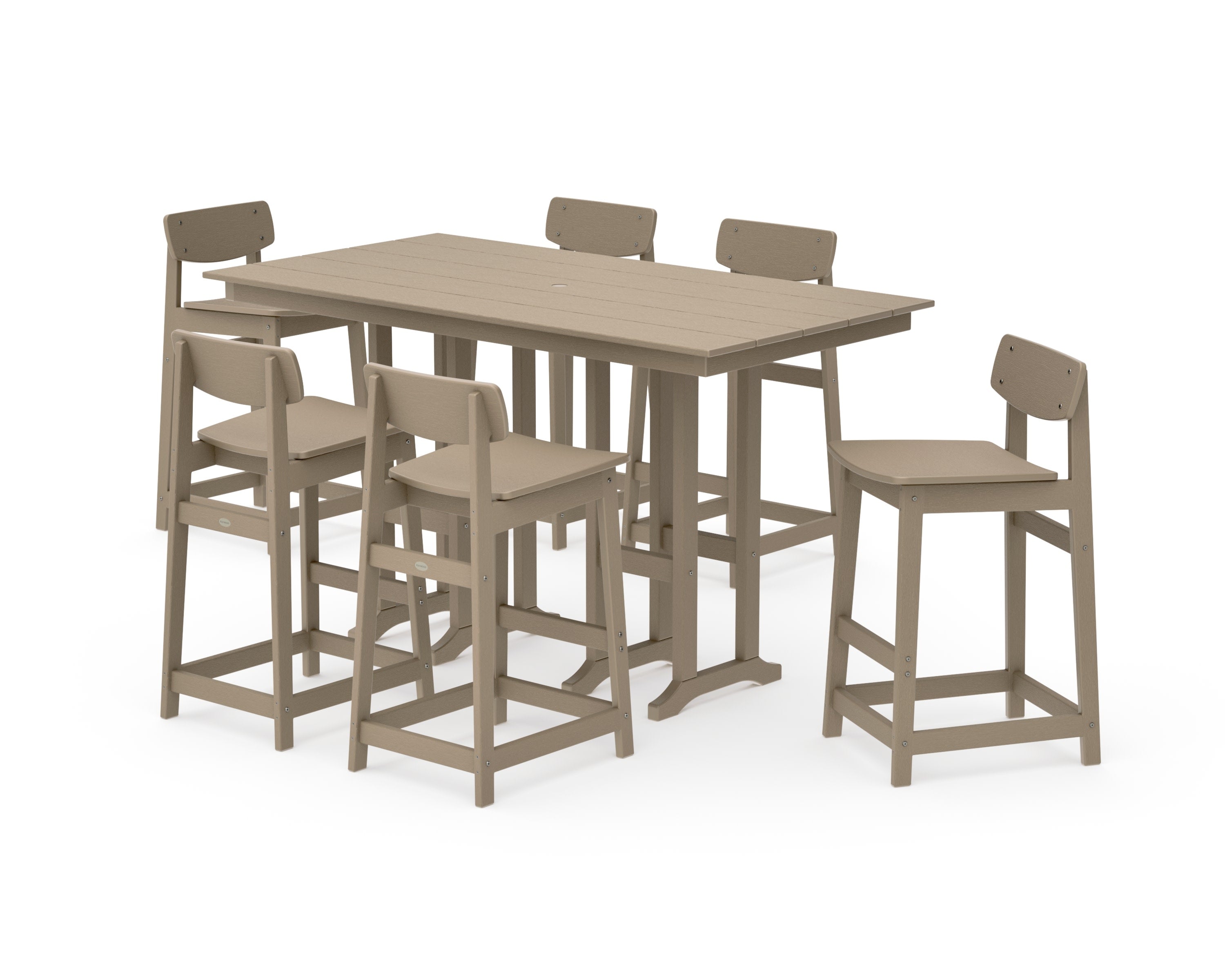 Modern Studio Urban Lowback Bar Chair 7-Piece Set in Vintage Sahara