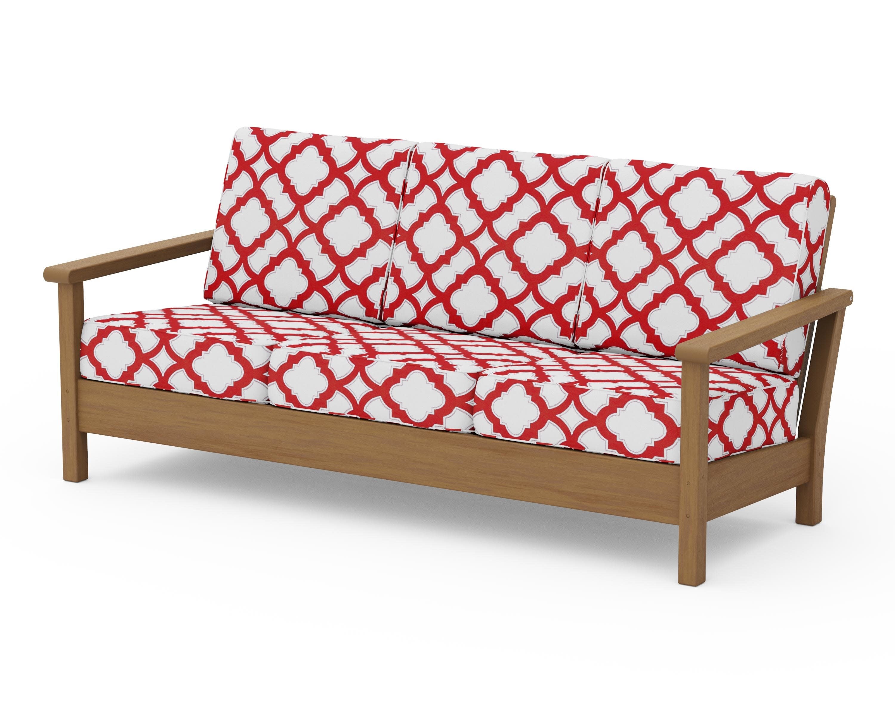 Harbour Deep Seating Sofa in Natural / Trellis Crimson