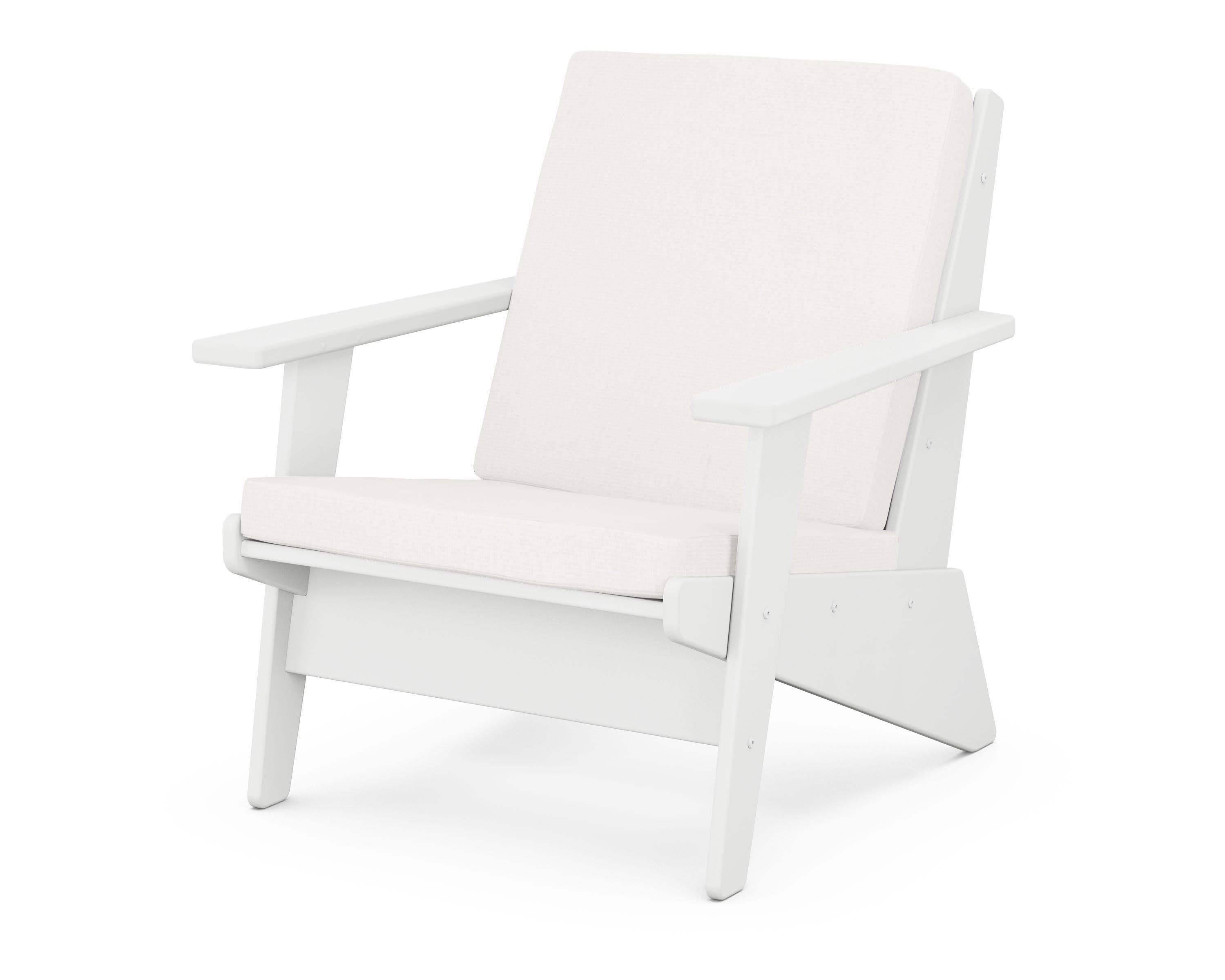 Riviera Modern Lounge Chair in White / Natural Linen