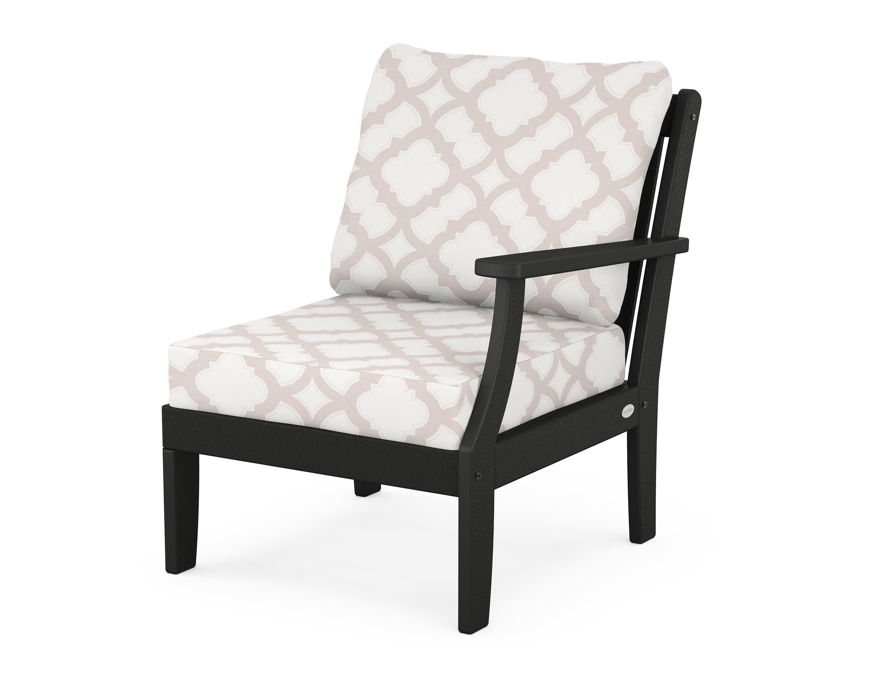 Braxton Modular Right Arm Chair in Black / Trellis Dune Burlap