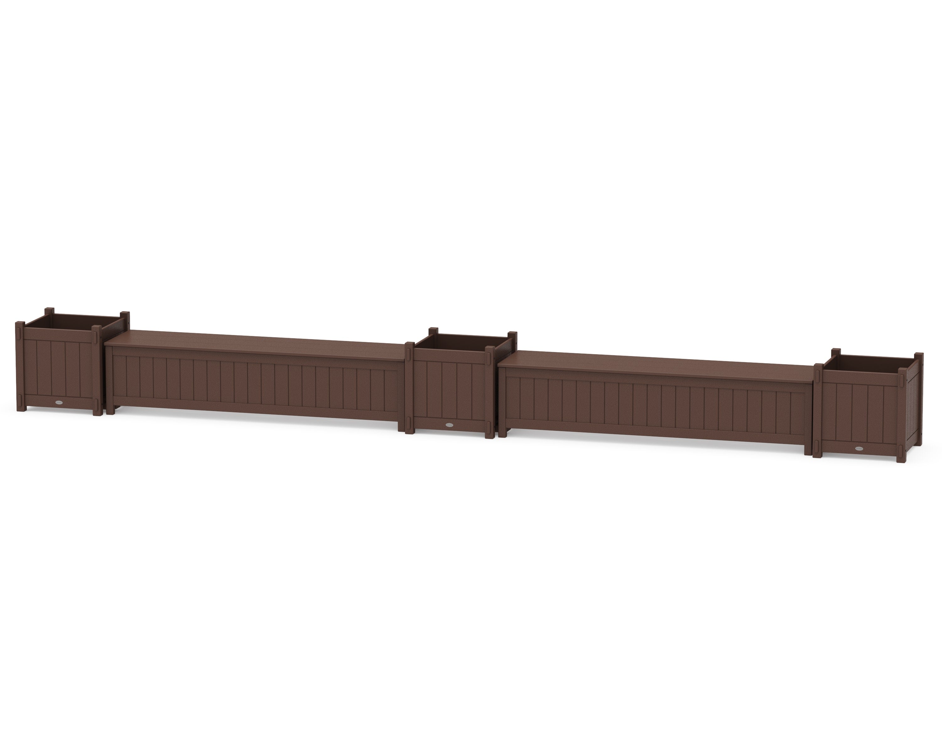 72" Vineyard Straight Double Planter Storage Bench Set- Large in Mahogany