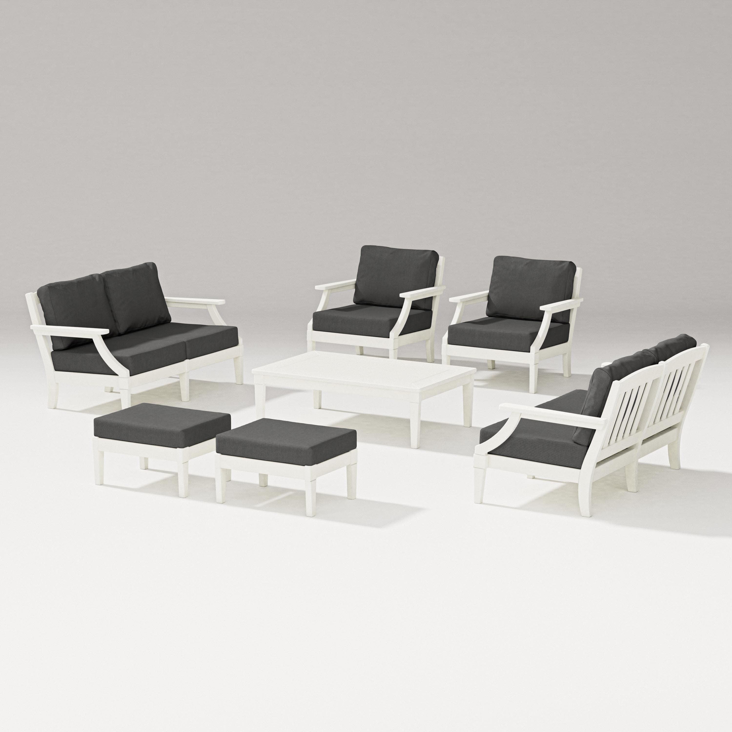Estate 7-Piece Lounge Loveseat Set in Vintage White / Spectrum Carbon