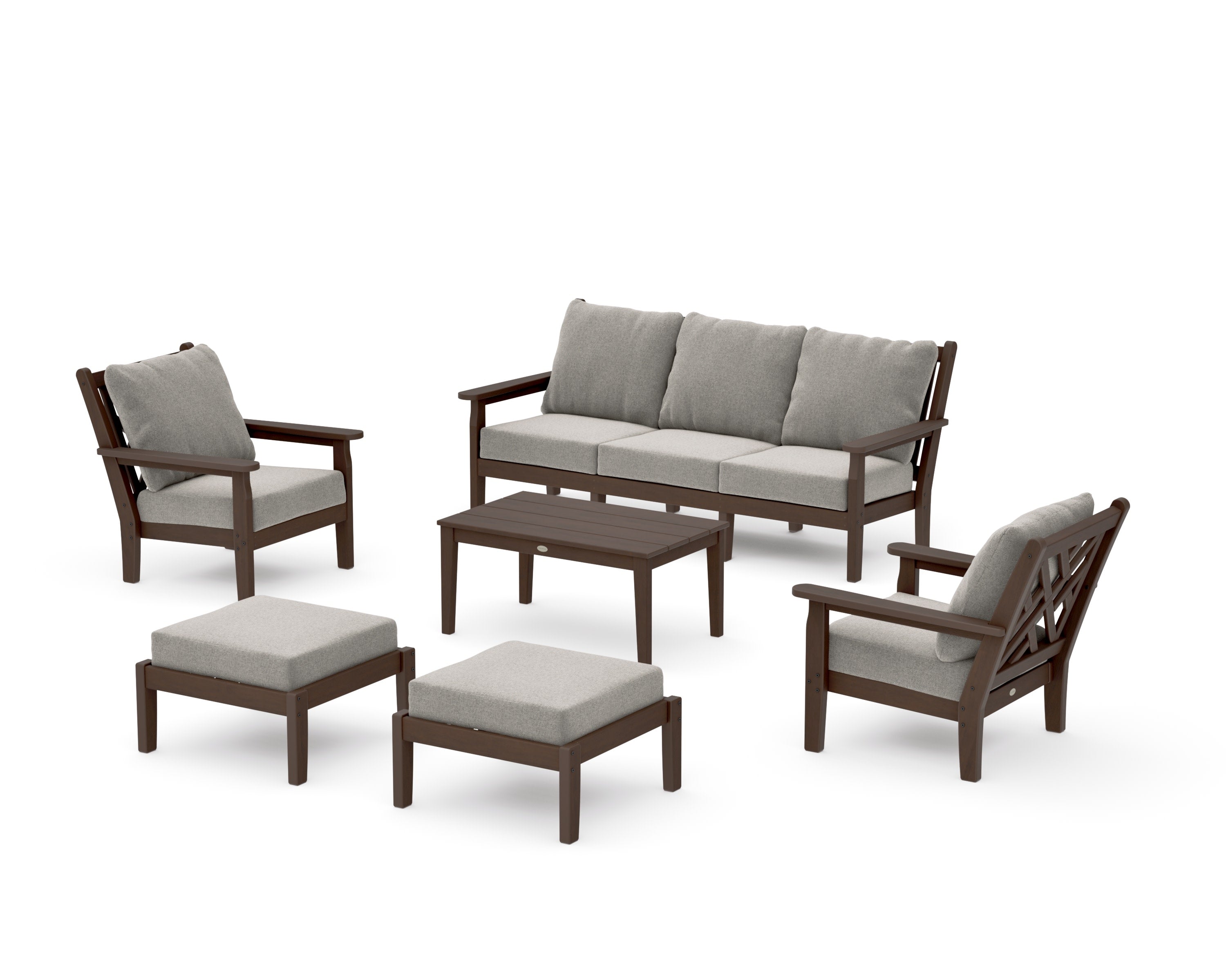Chippendale 6-Piece Lounge Sofa Set in Kona / Weathered Tweed