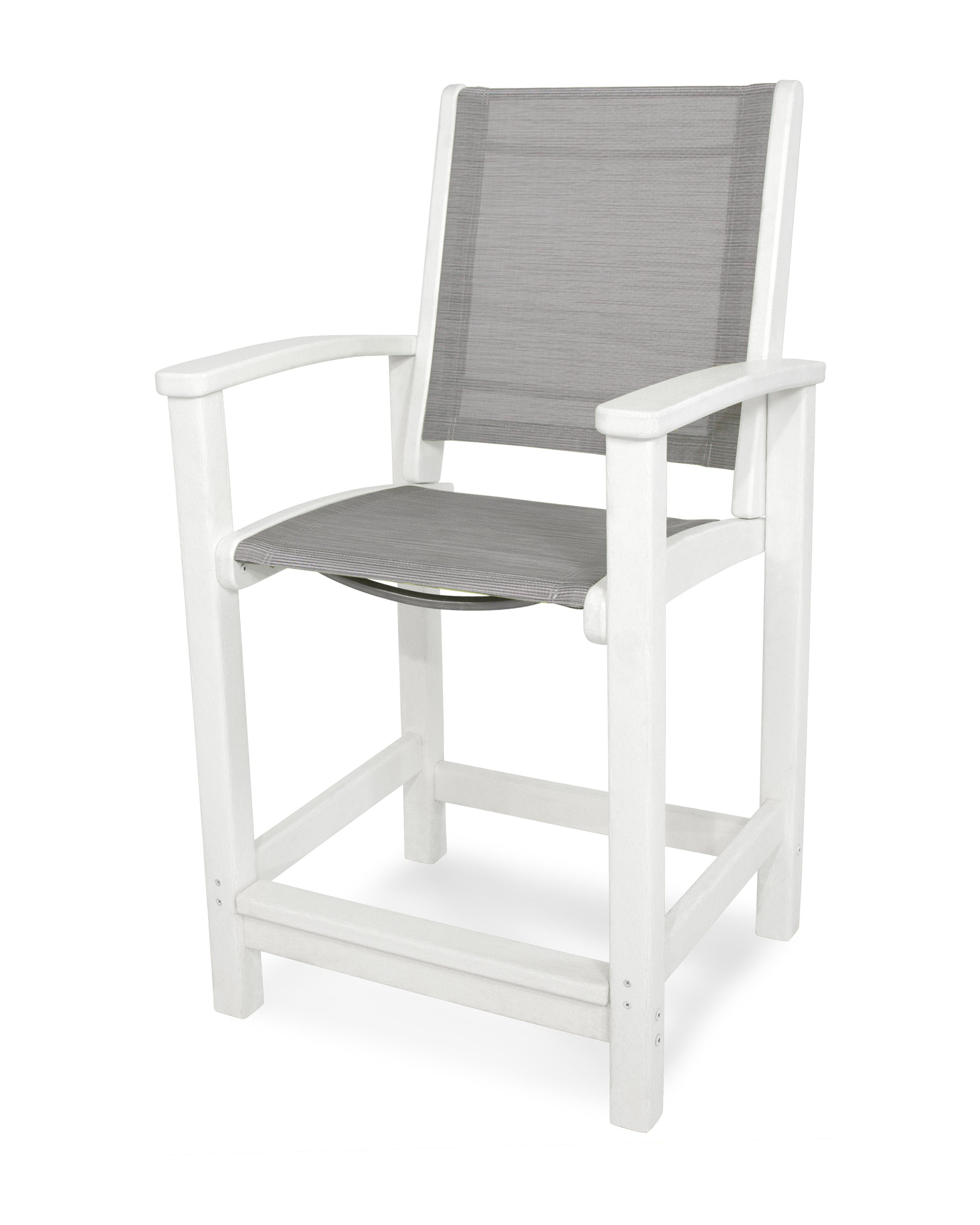 Coastal Counter Chair in White / Metallic Sling