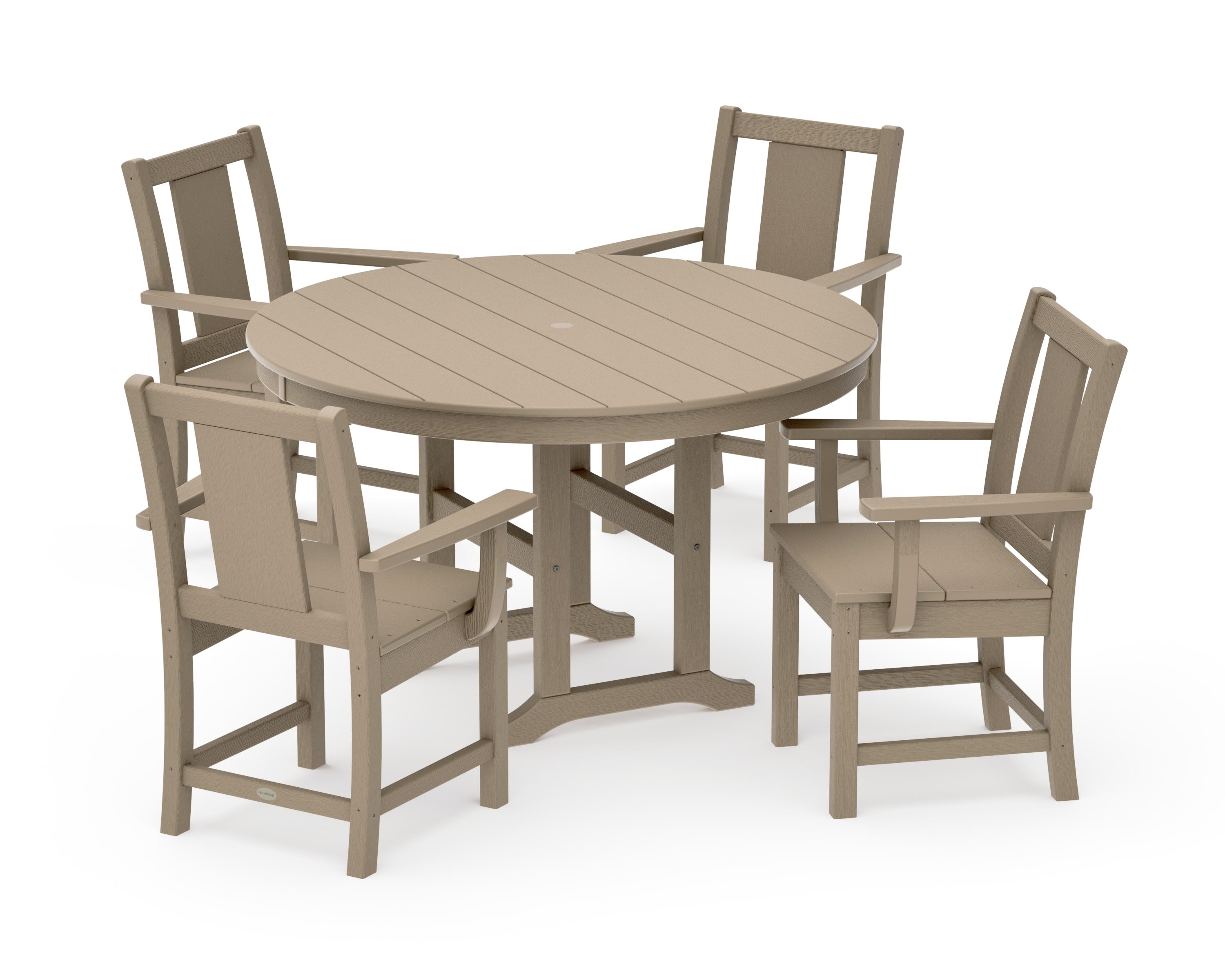 Prairie 5-Piece Round Farmhouse Dining Set in Vintage Sahara