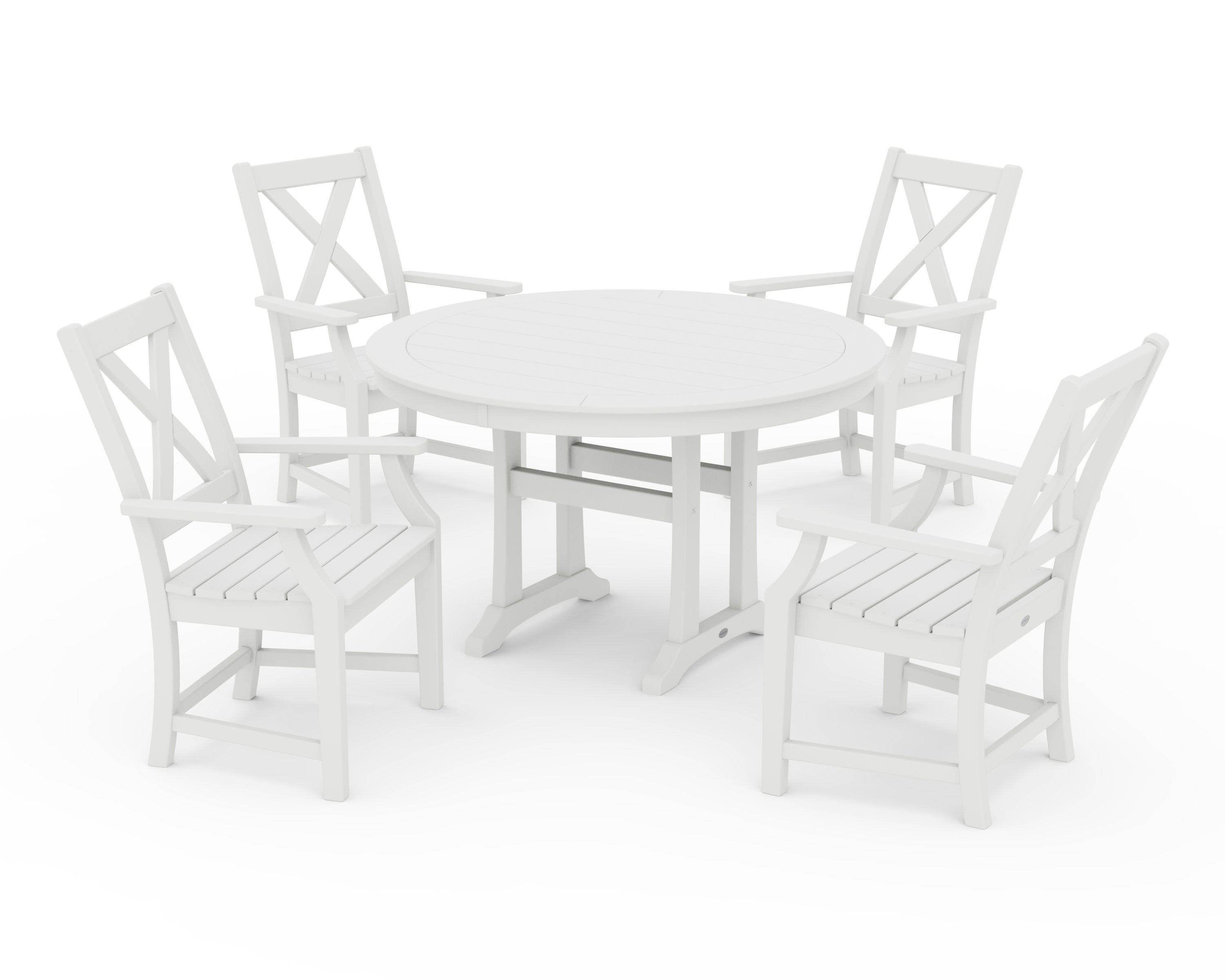 Braxton 5-Piece Nautical Trestle Arm Chair Dining Set in White
