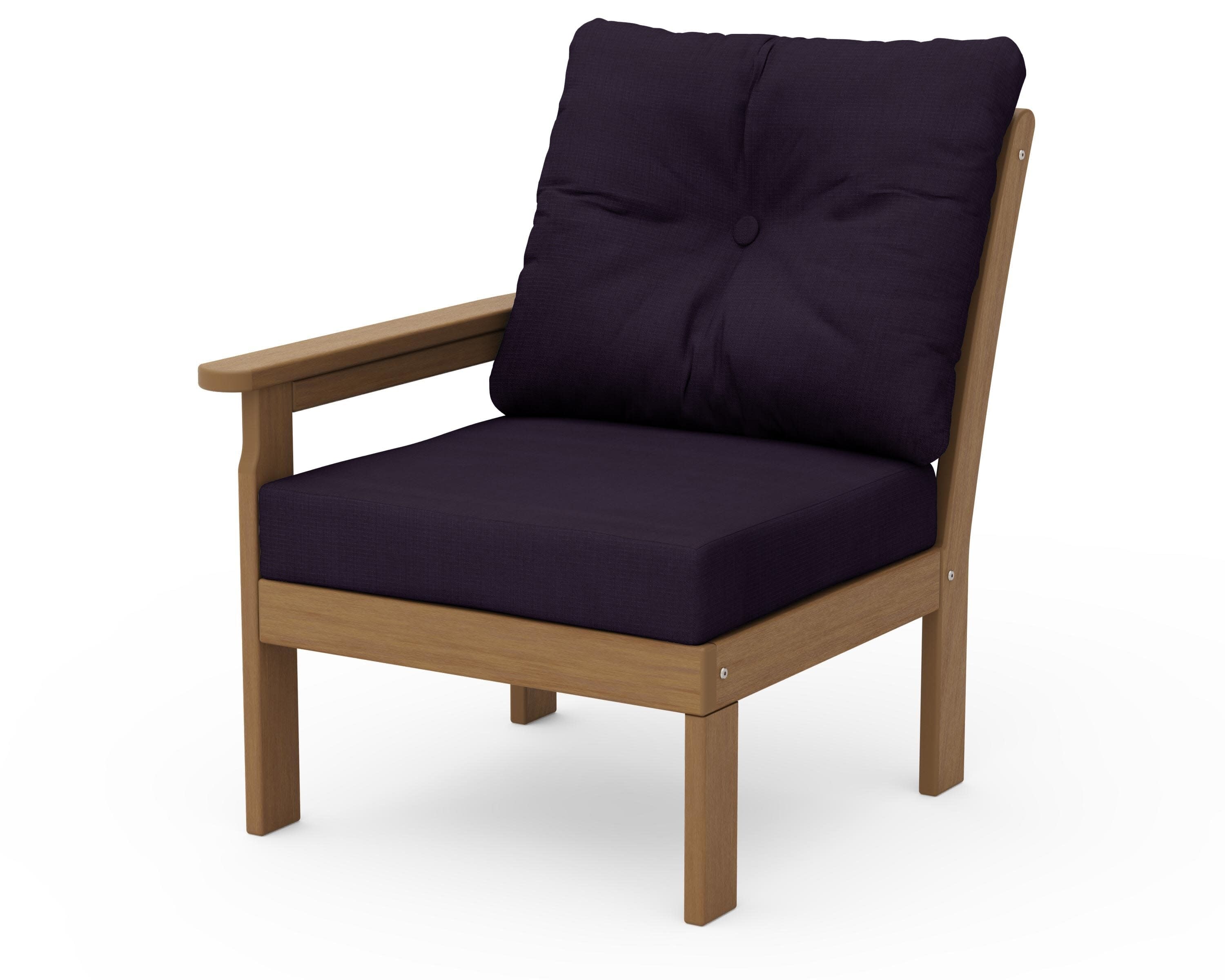 Vineyard Modular Left Arm Chair in Natural / Navy Linen