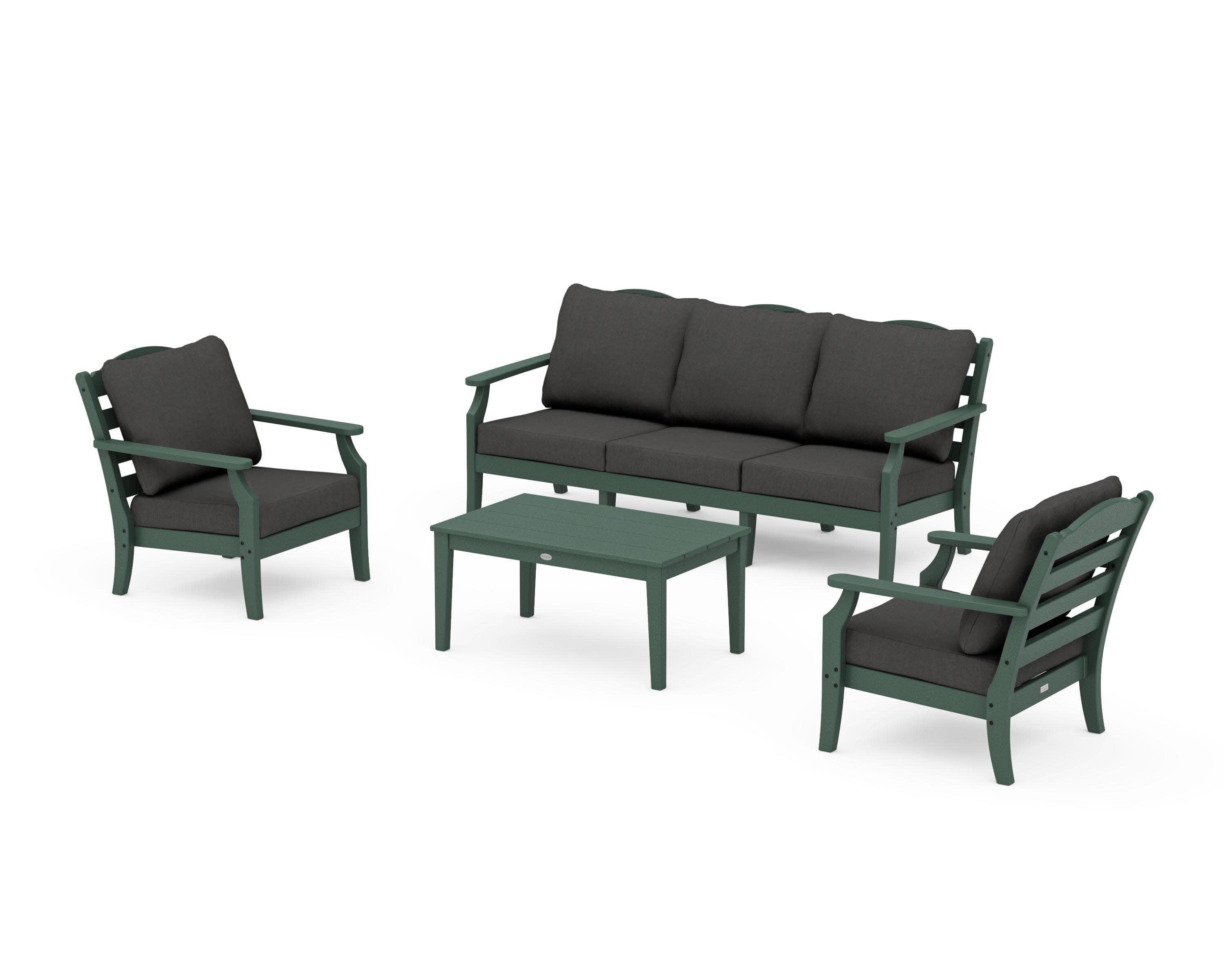 Savannah 4-Piece Deep Seating Set with Sofa in Green / Spectrum Carbon