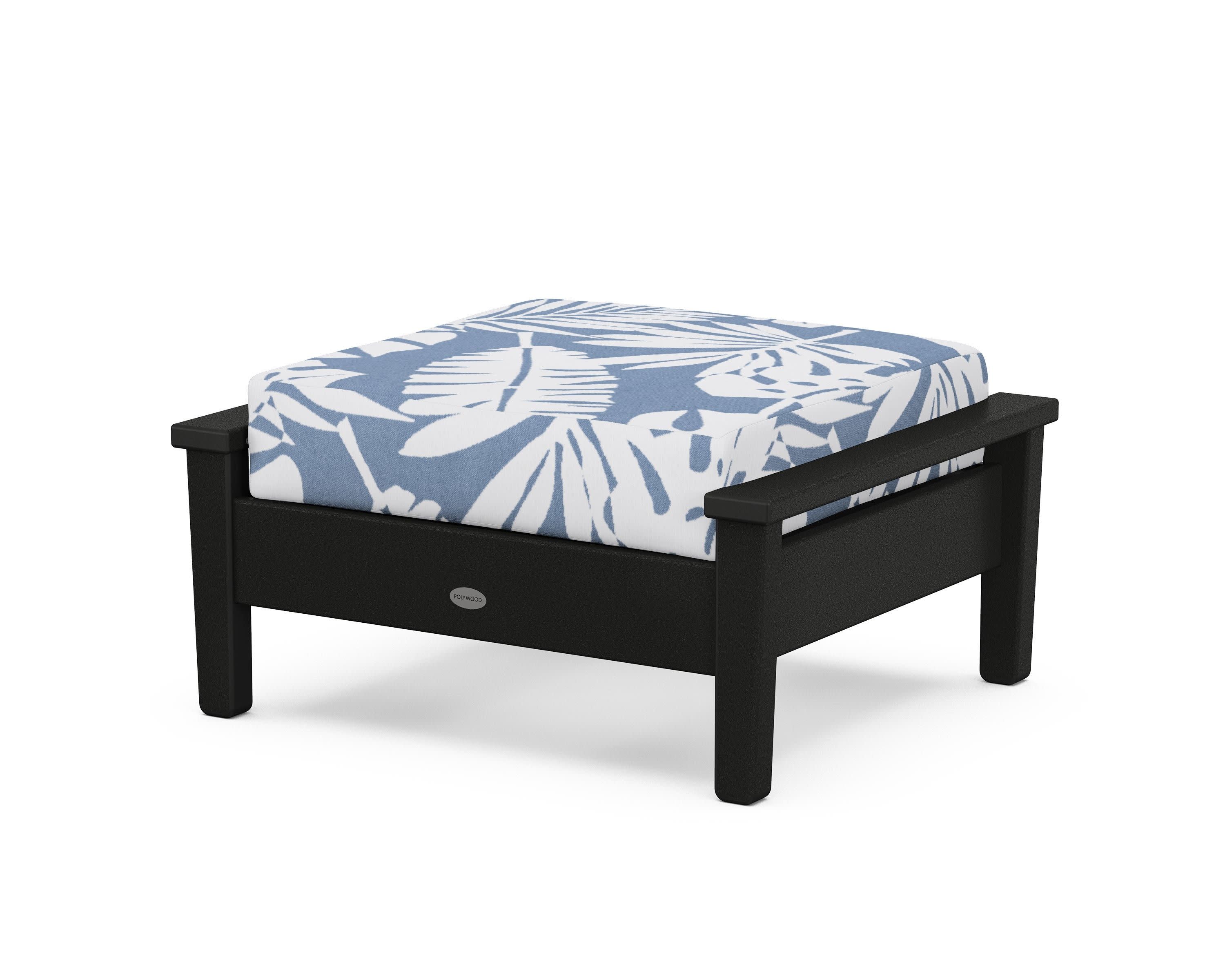 Prescott Deep Seating Ottoman in Black / Leaf Sky Blue
