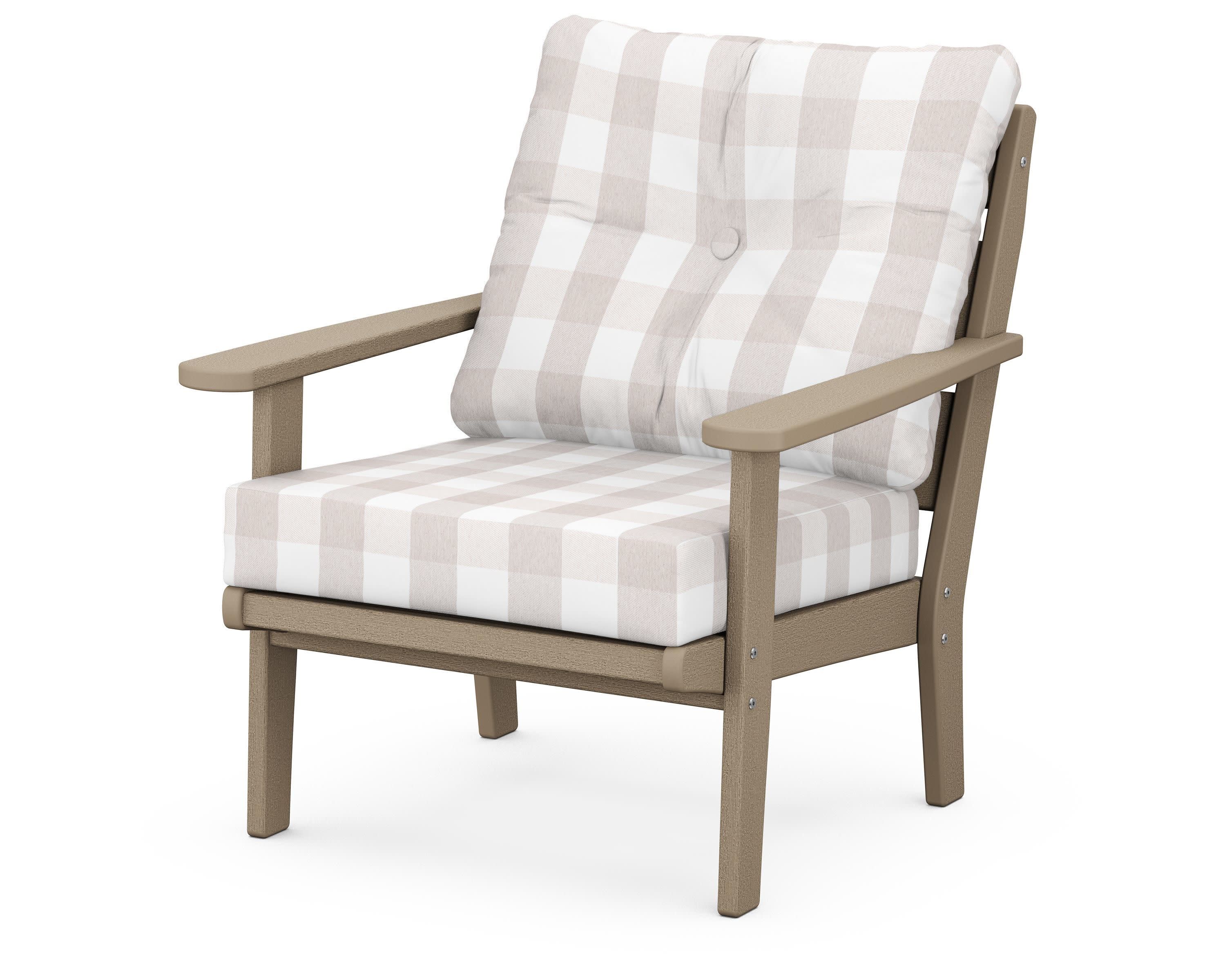 Lakeside Deep Seating Chair in Vintage Sahara / Buffalo Plaid Dune Burlap