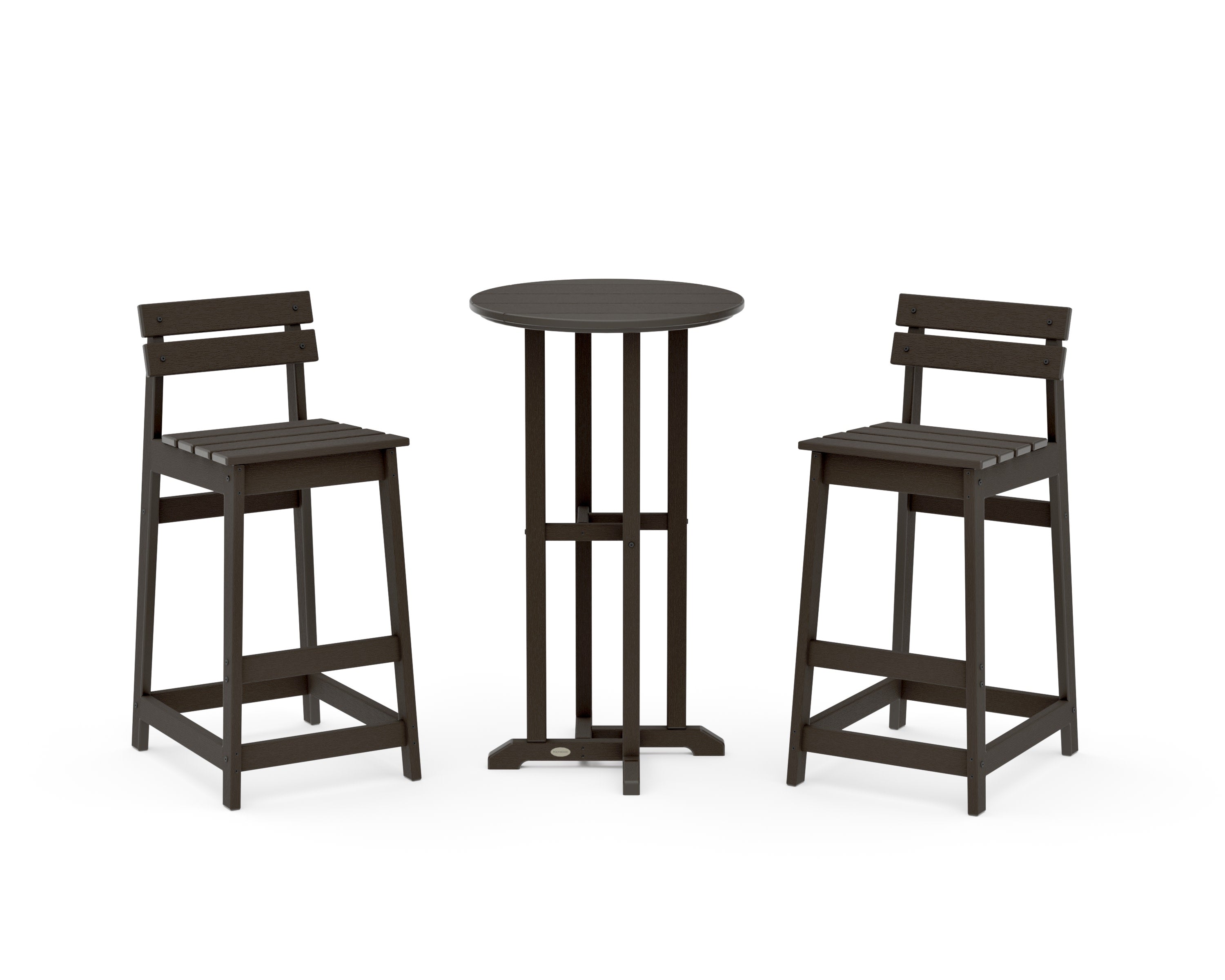 Modern Studio Plaza Lowback Bar Chair 3-Piece Bistro Set in Vintage Coffee