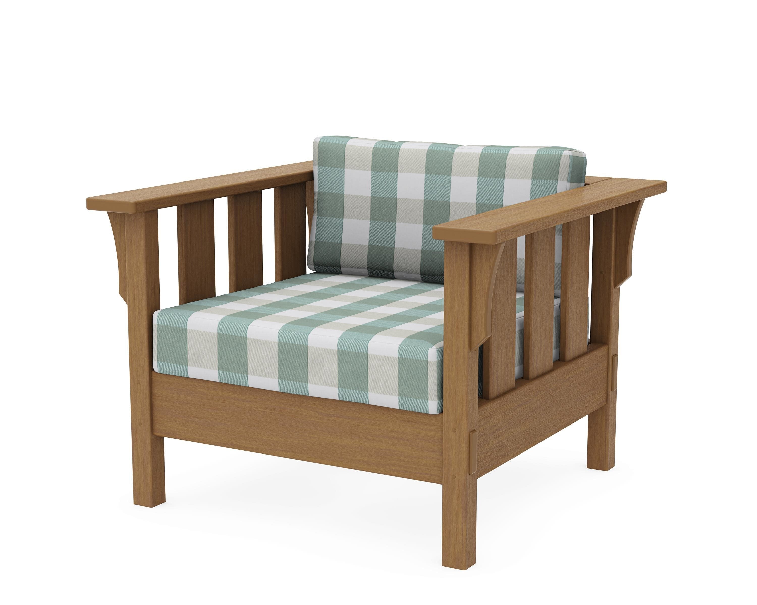 Acadia Deep Seating Chair in Natural / Buffalo Plaid Glacier Spa