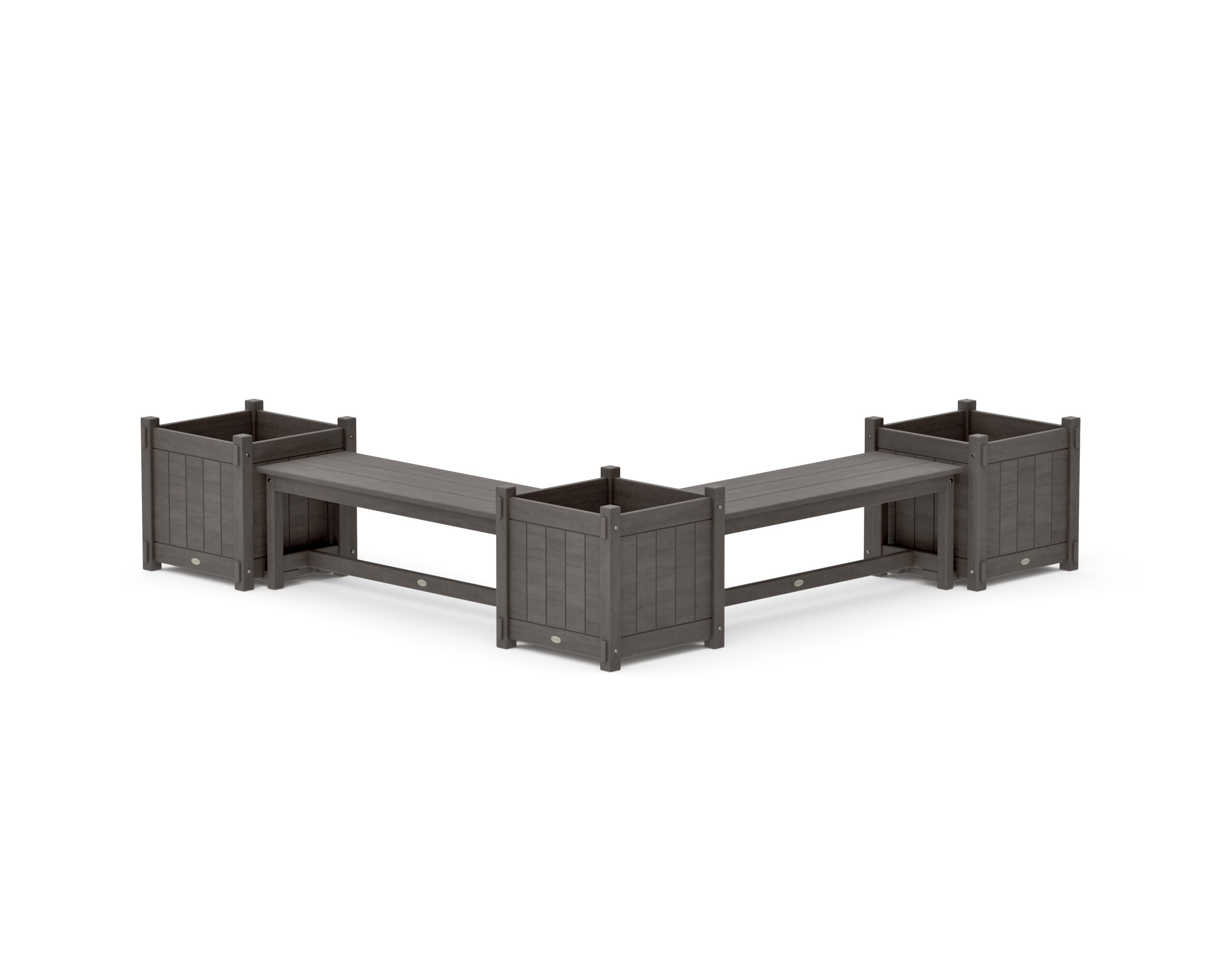 48" Vineyard L- Shaped Planter Bench Corner Set - Large in Driftwood