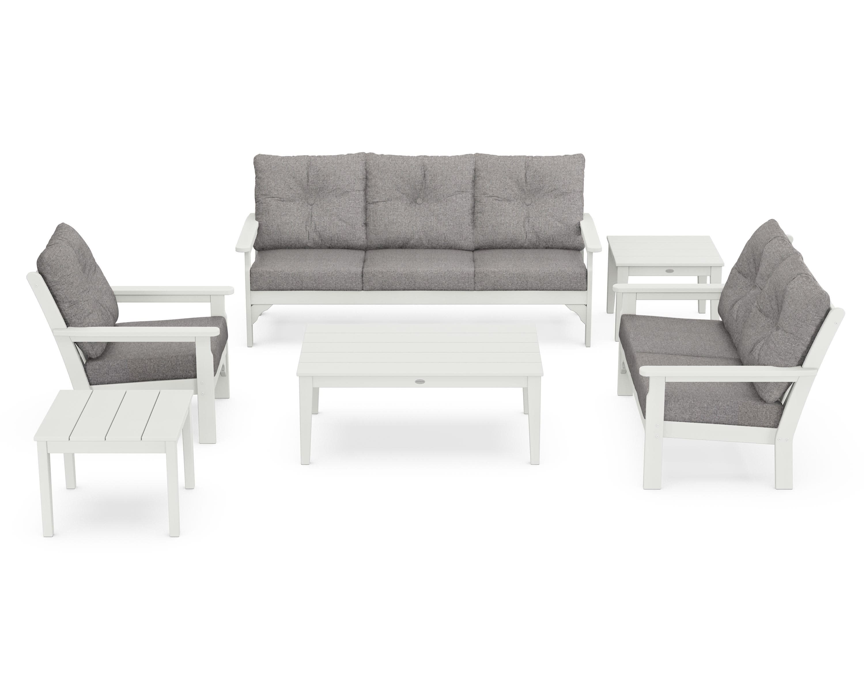 Vineyard 6-Piece Deep Seating Set in Vintage White / Grey Mist