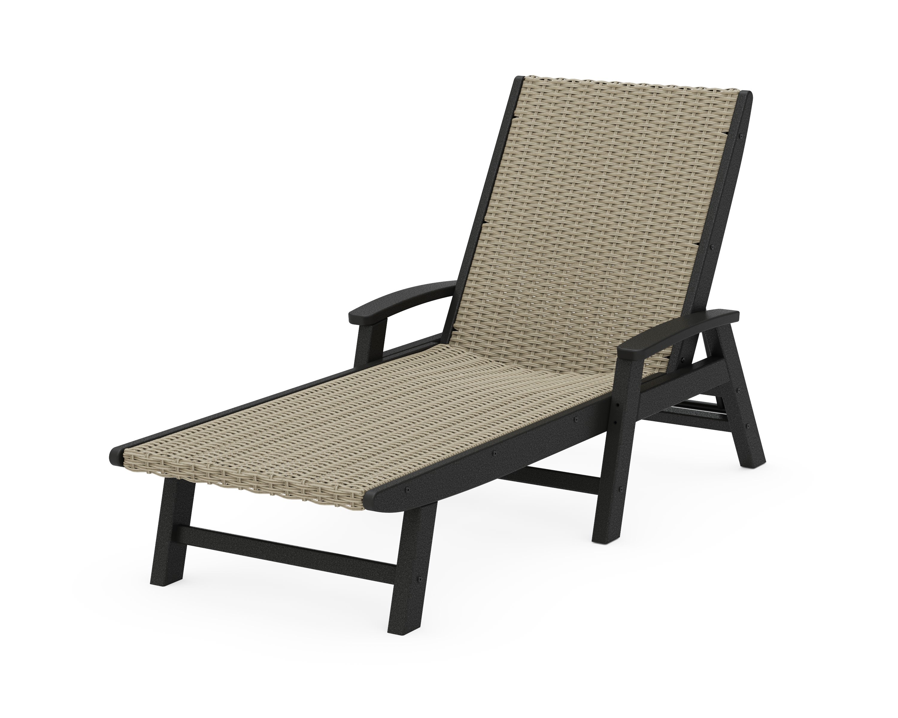 Coastal Woven Chaise with Arms in Black / Dune Grass