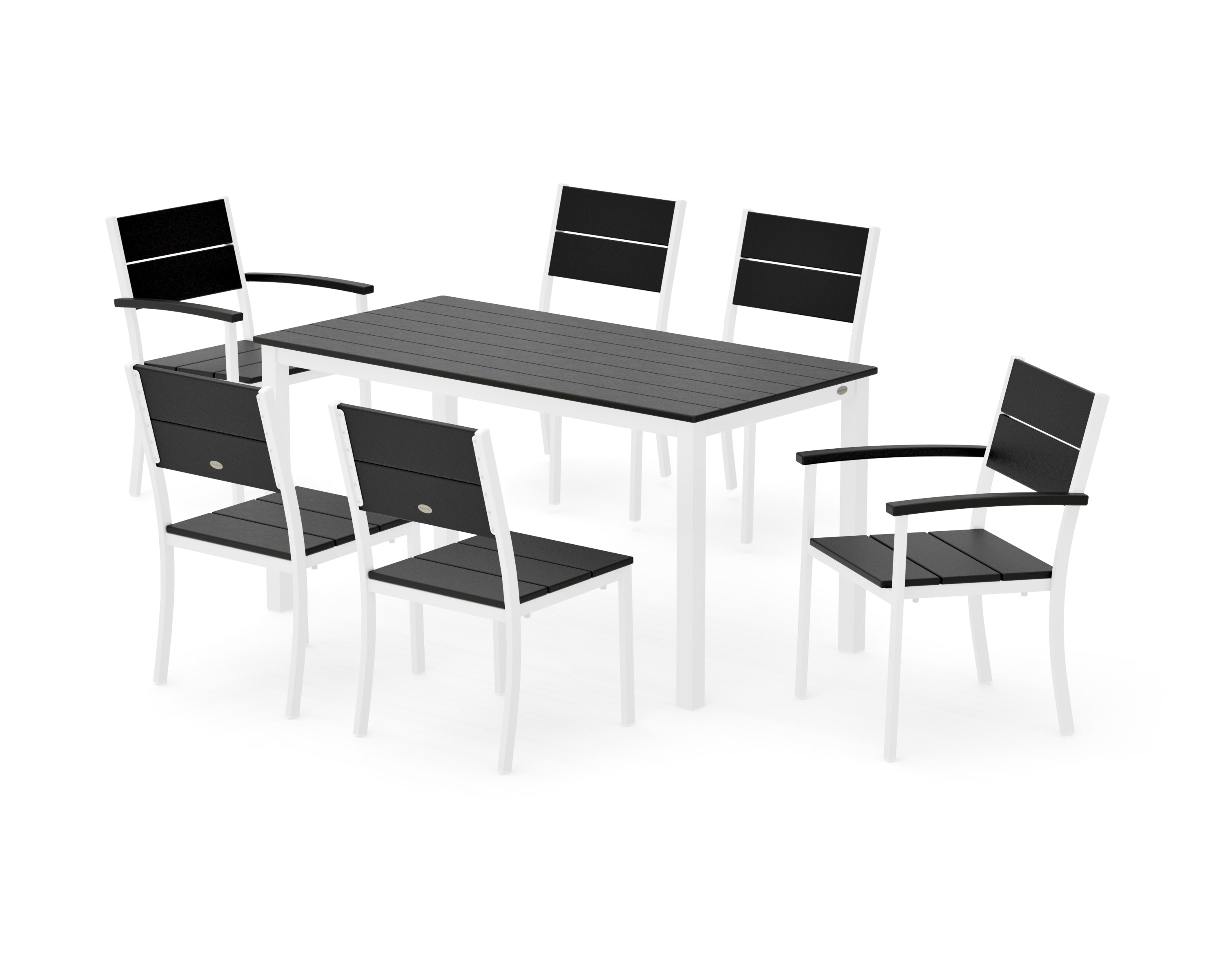 Main Street 7-Piece Dining Set in White / Black