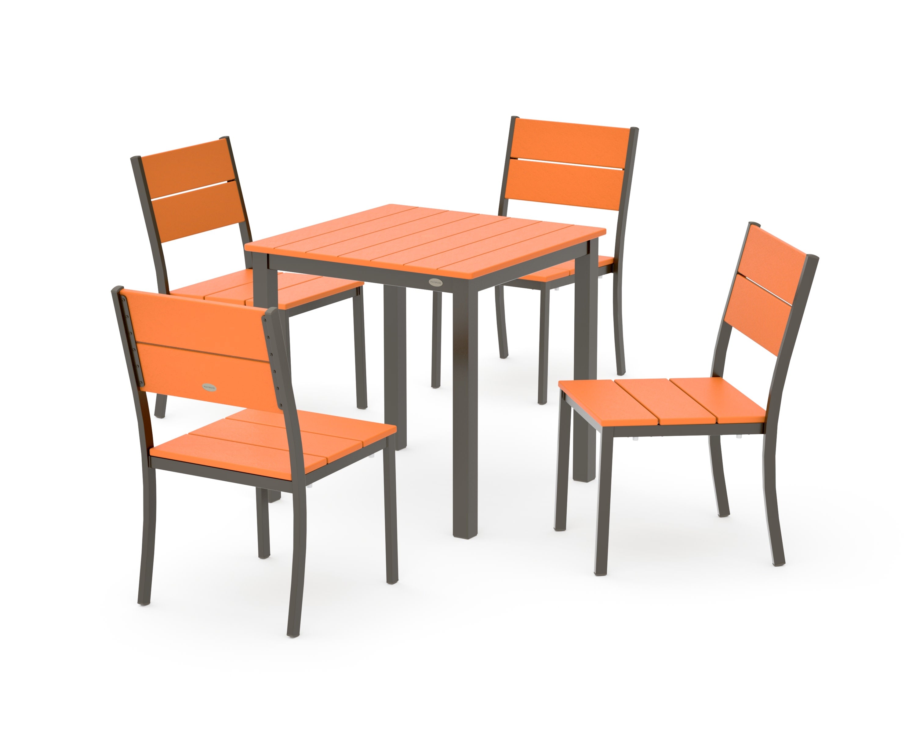 Main Street 5-Piece Square Dining Set- Small in Bronze / Tangerine