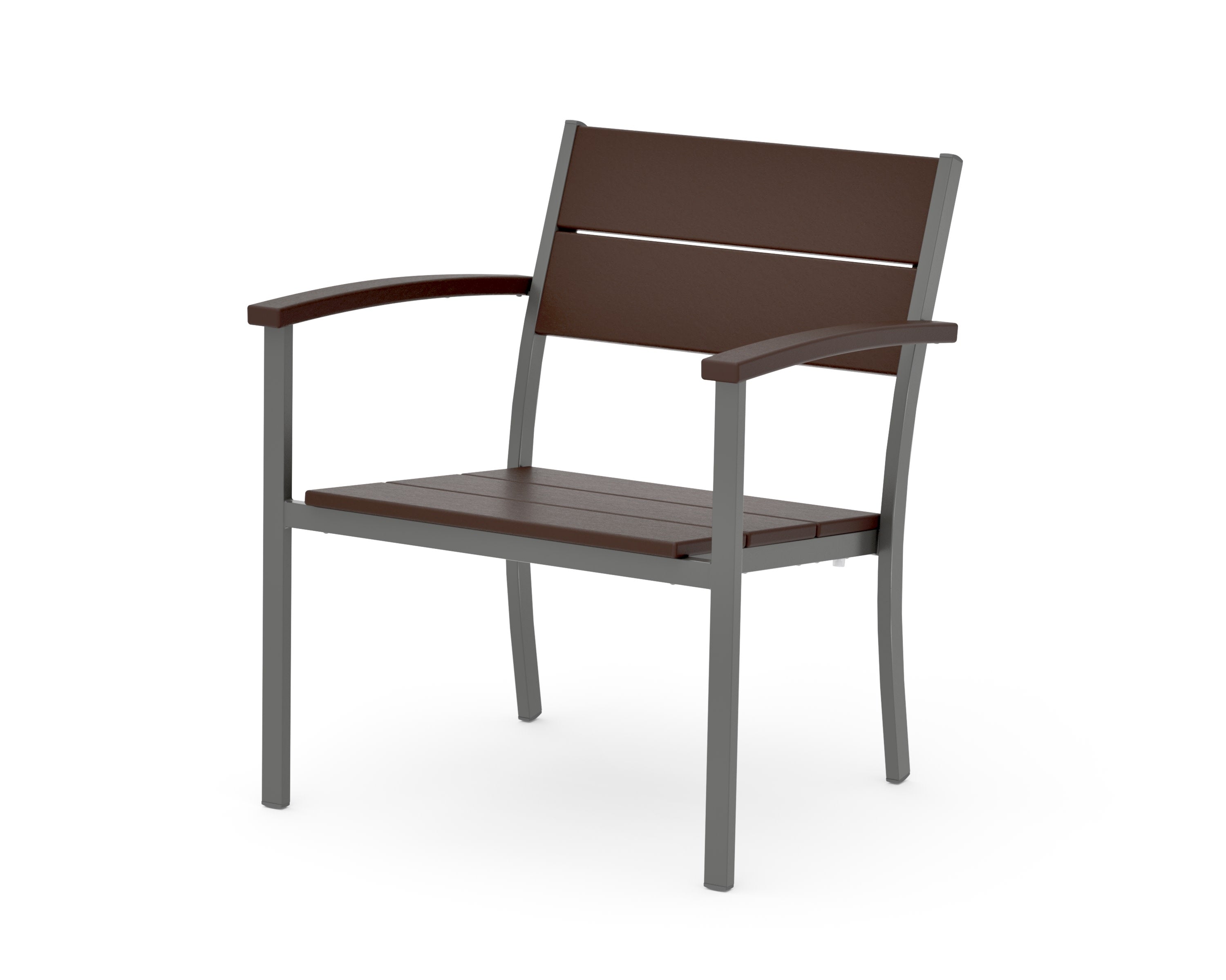 Main Street Stacking Lounge Arm Chair in Charcoal / Mahogany