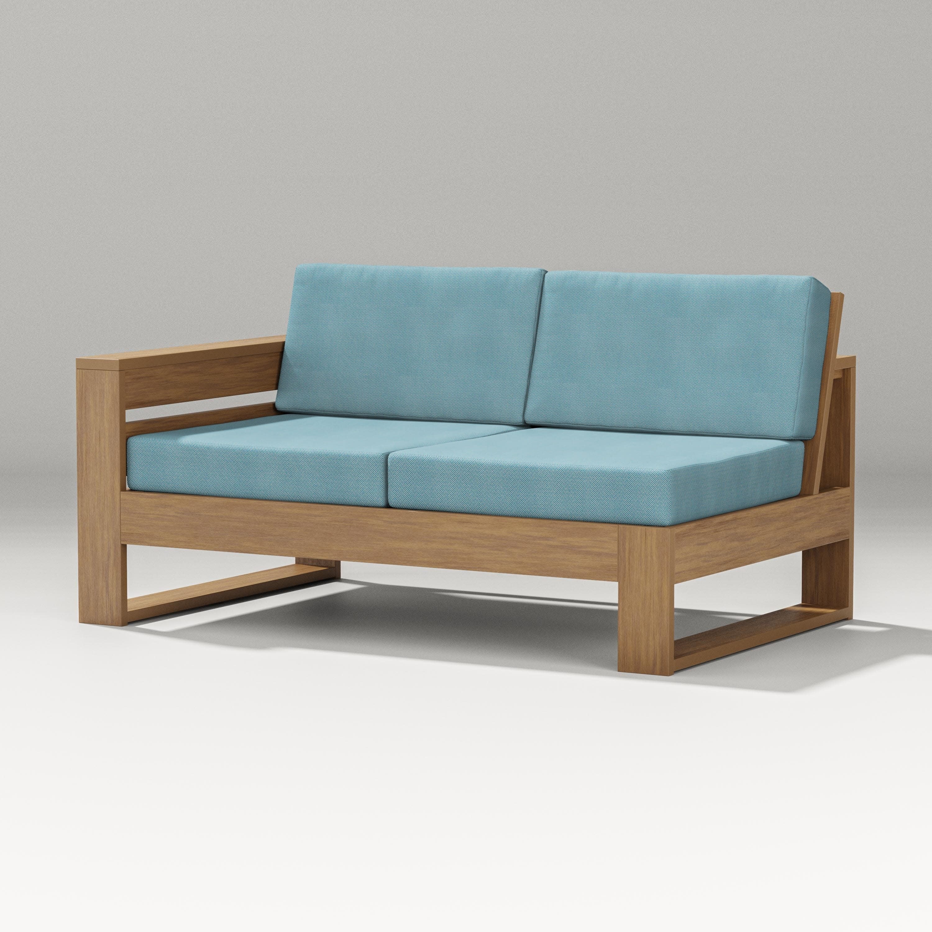 Latitude Modular Left Arm Loveseat in Natural / Lattice Sky Blue