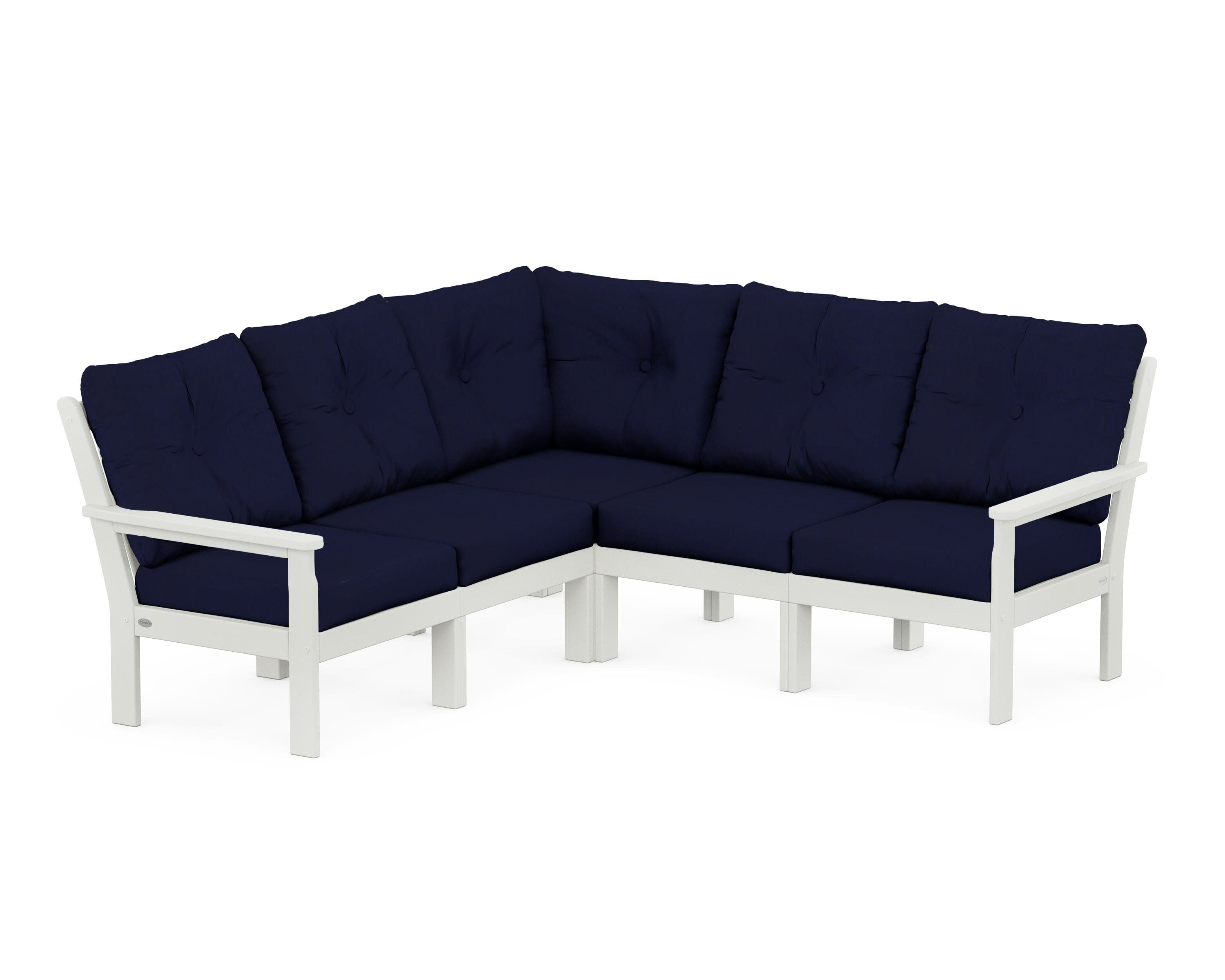 Vineyard 5-Piece Sectional in Vintage White / Navy