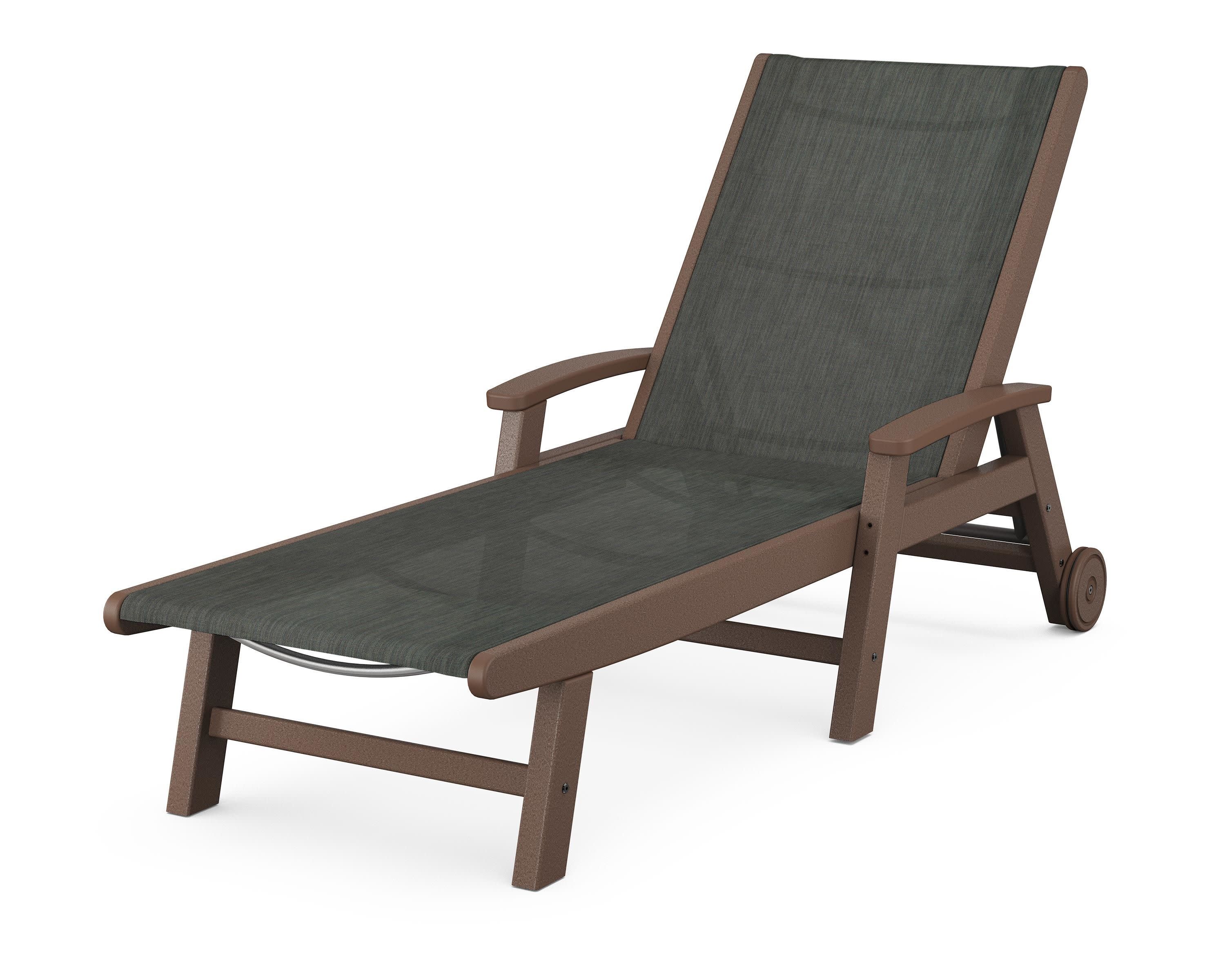 Coastal Chaise with Wheels in Mahogany / Ember Sling